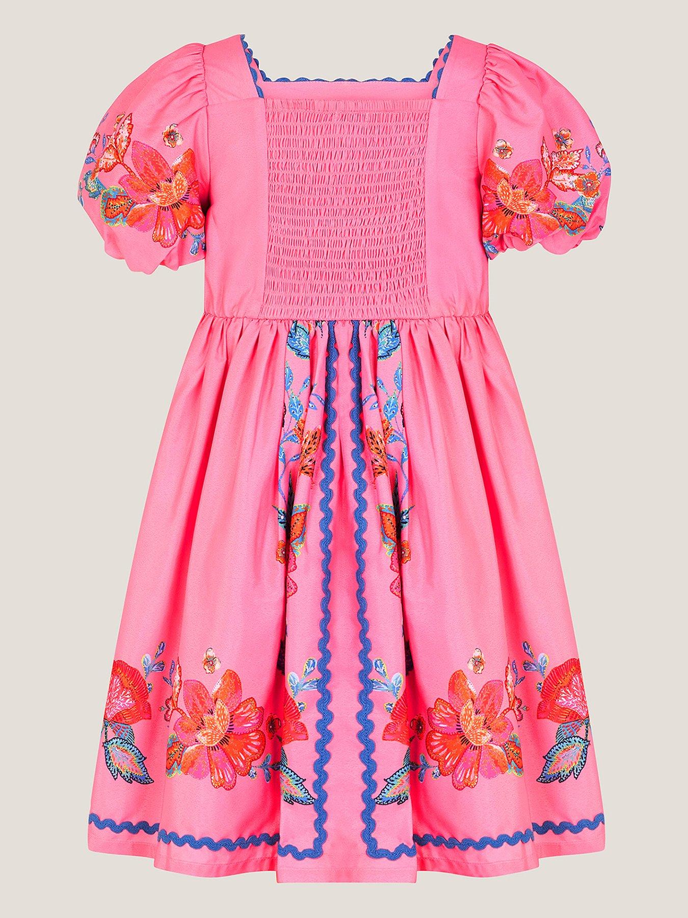 back image of monsoon-girls-aurelia-placement-frill-dress-pink