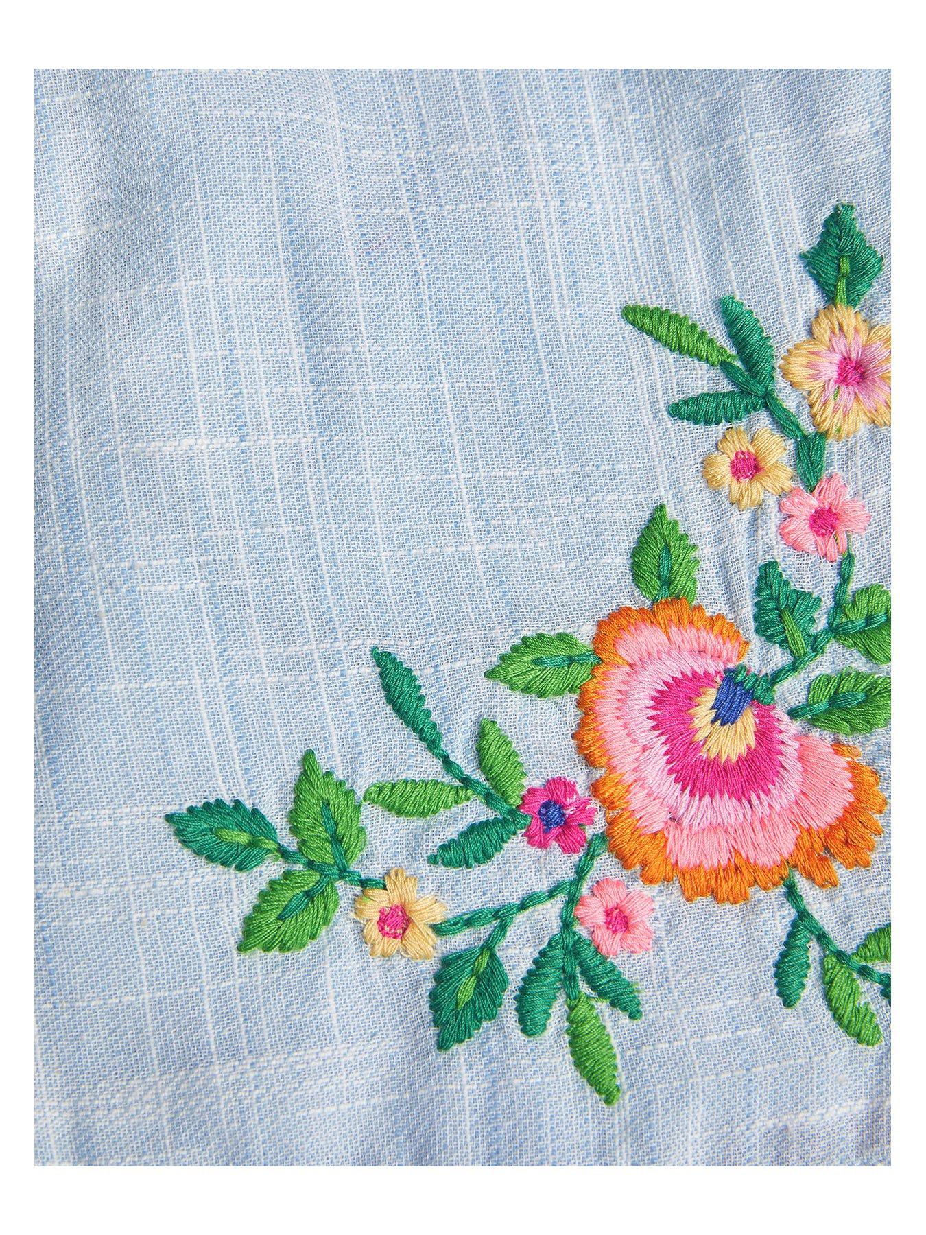  image of monsoon-girls-floral-embroidered-shorts-blue
