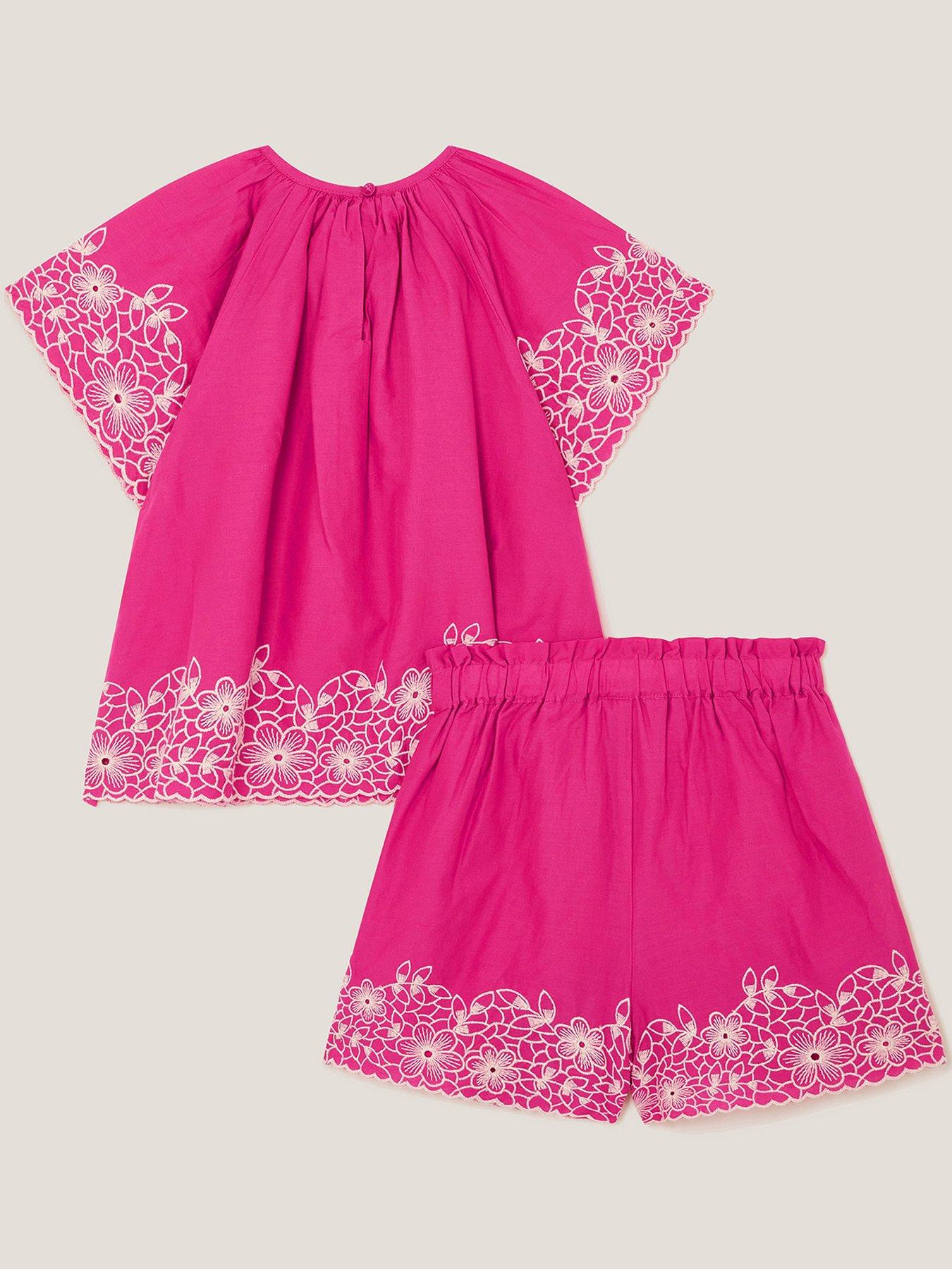  image of monsoon-girls-palm-tree-embroidered-set-pink