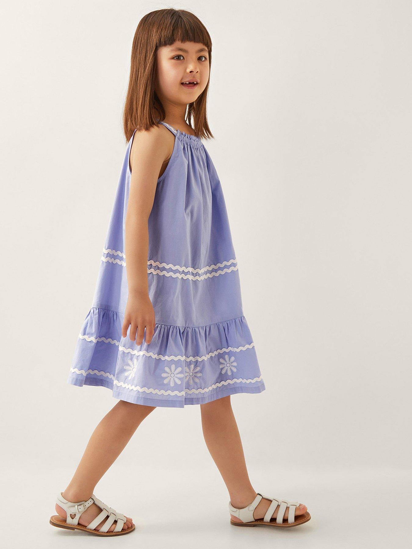 undefined Girls Amalfi Floral Ricrac Sleeveless Dress - Blue