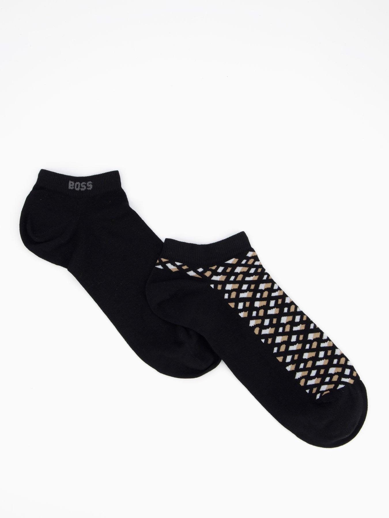 BOSS 2 Pack Monogram Crew Socks - Black