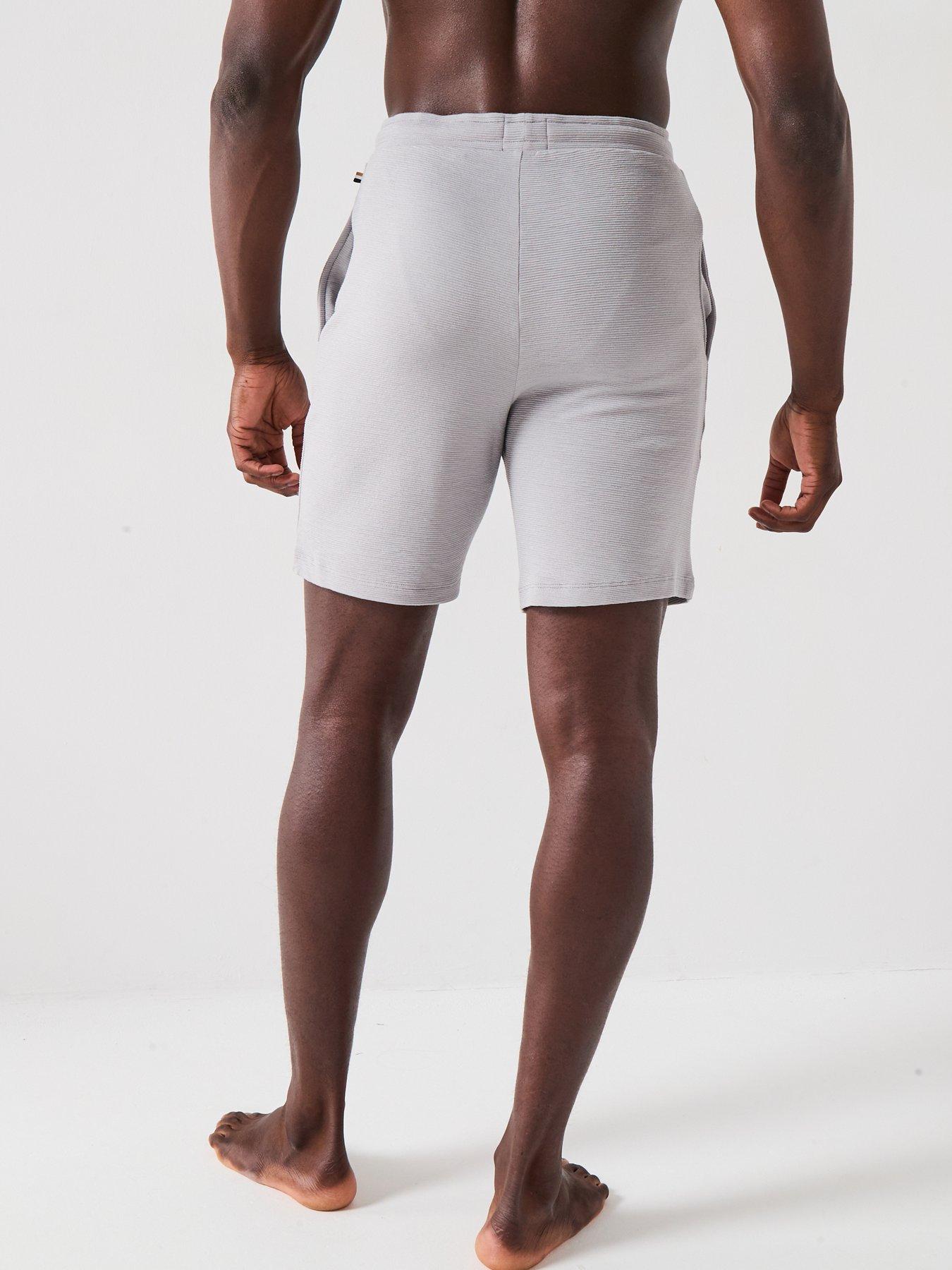 Image 2 of 4 of BOSS Ribbed Loungewear Shorts - Grey