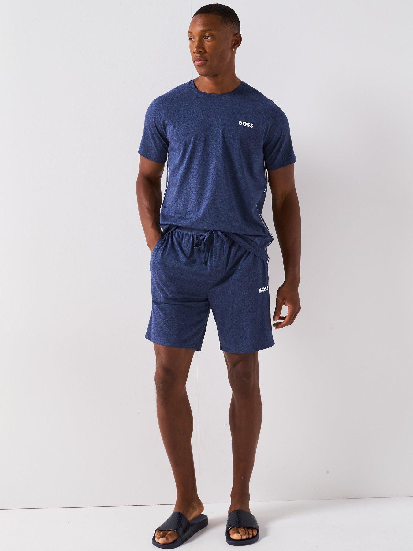 Image 3 of 6 of BOSS Rise Tape Logo Loungewear Shorts - Navy