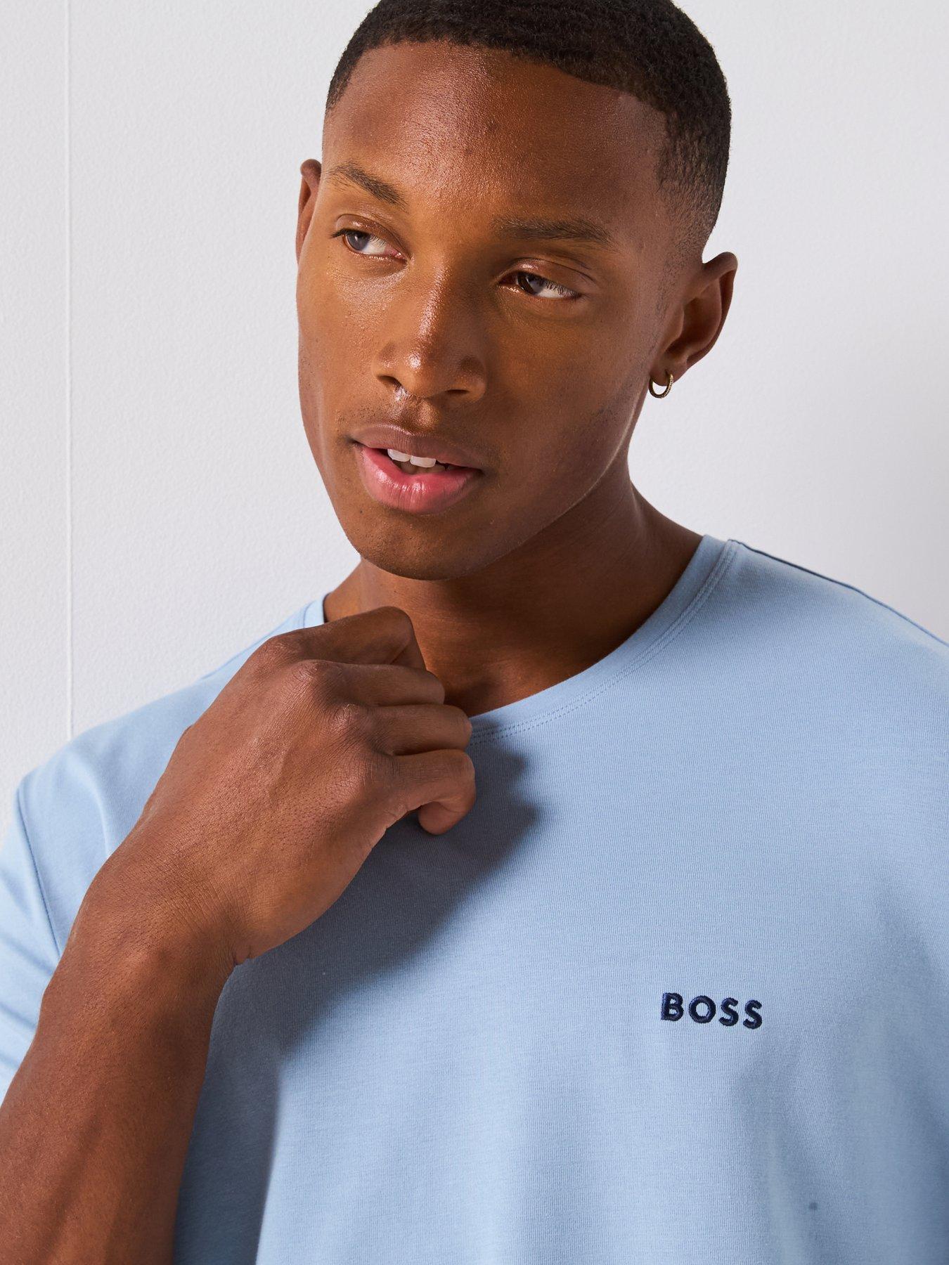 Image 4 of 6 of BOSS Mix &amp; Match Regular Fit Loungewear T-shirt - Light Blue