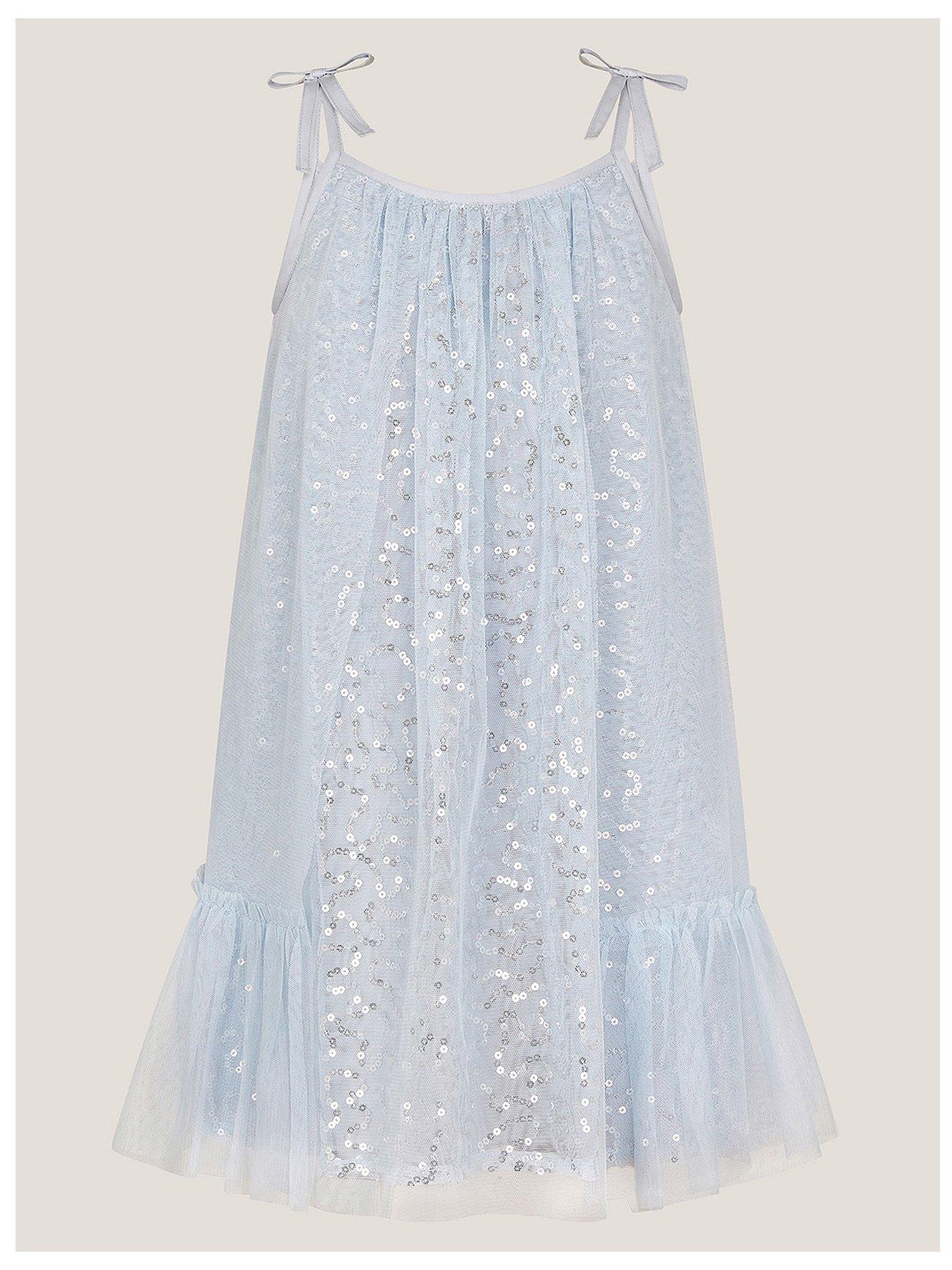 front image of monsoon-girls-rosalee-sequin-tulle-swing-dress-blue