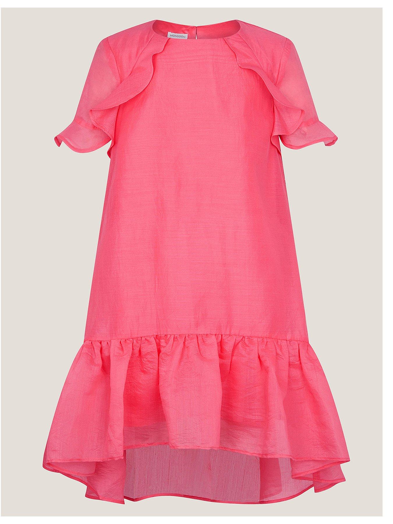 undefined Girls Lottie Frill Swing Party Dress - Pink