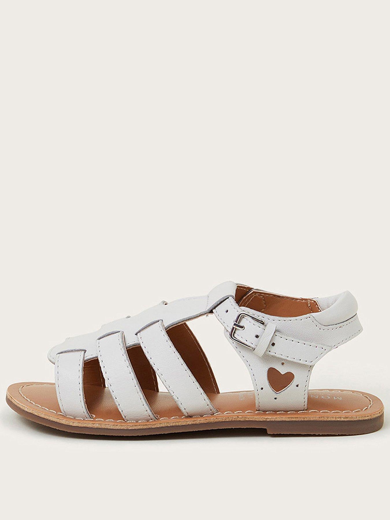  image of monsoon-girls-leather-gladiator-sandals-light-cream