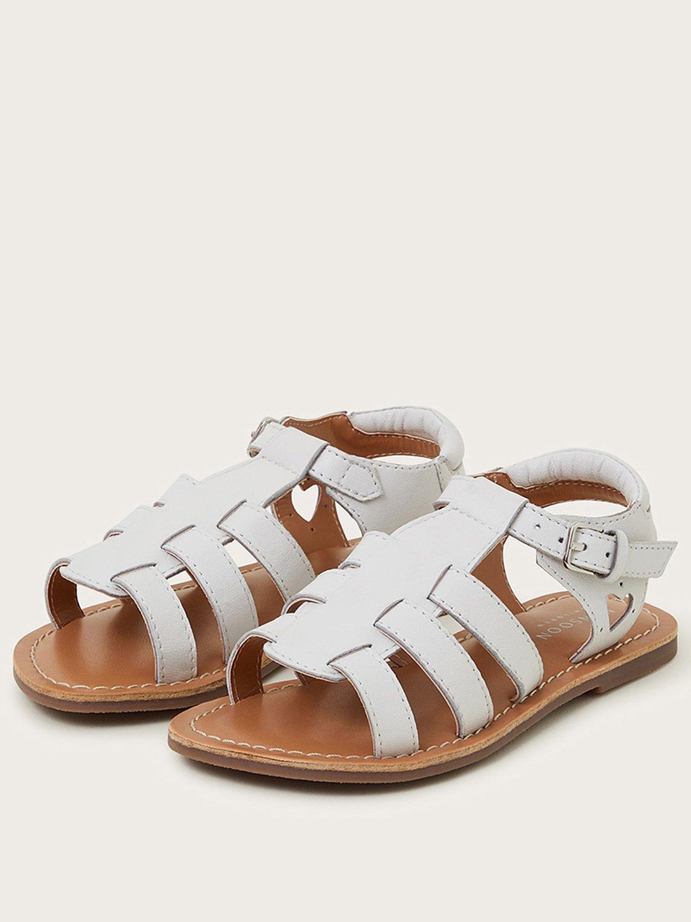  image of monsoon-girls-leather-gladiator-sandals-light-cream