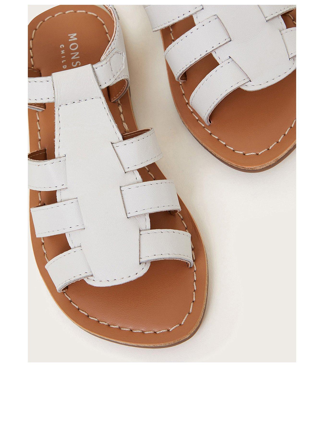  image of monsoon-girls-leather-gladiator-sandals-light-cream