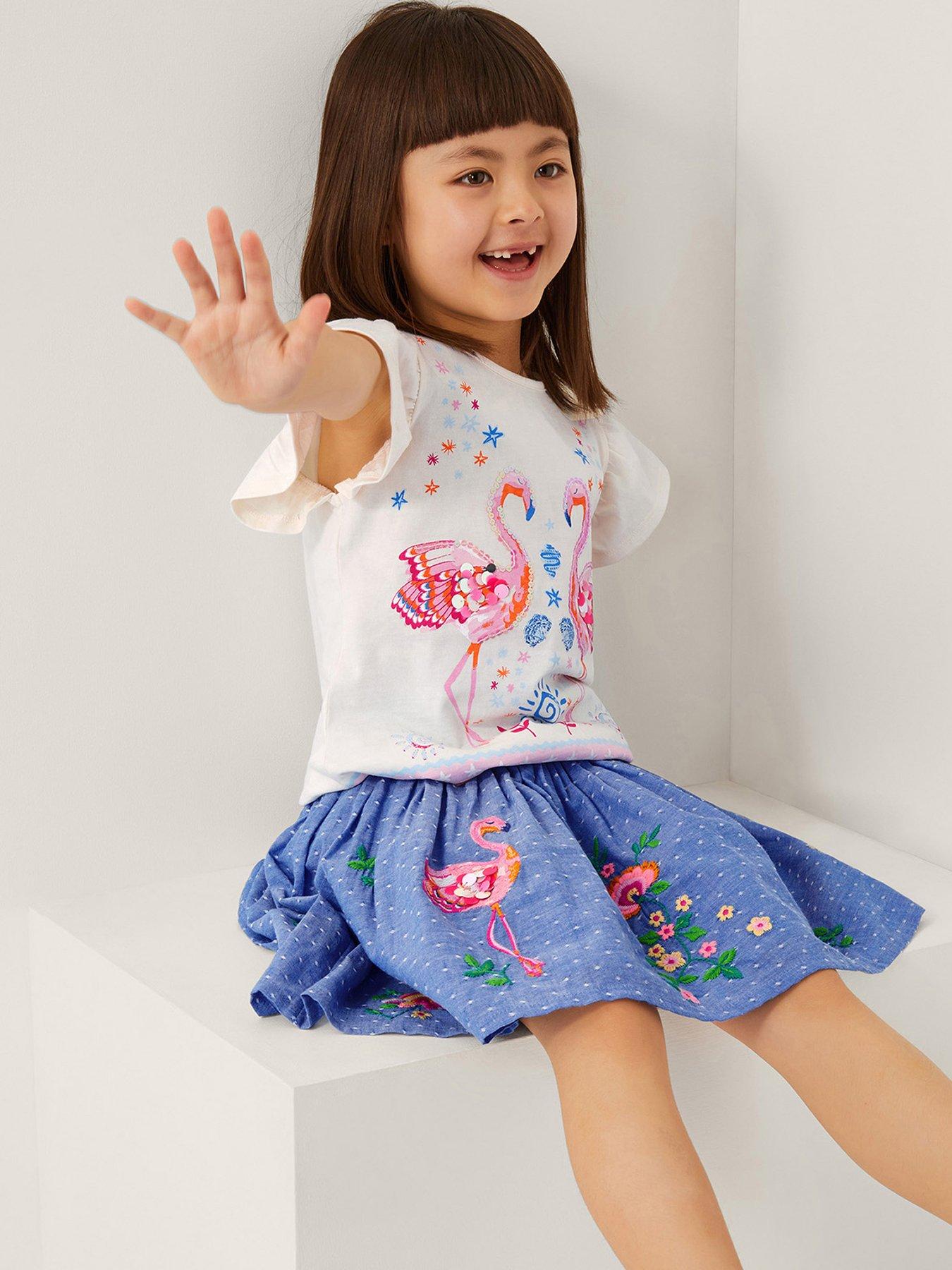 undefined Girls Flamingo Print Jersey Tshirt - Blue