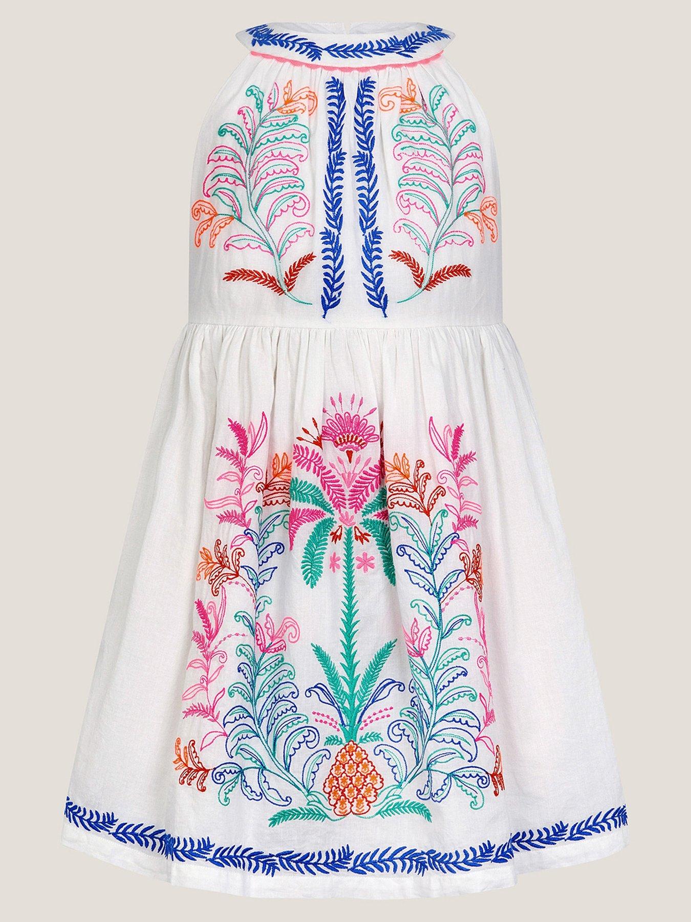 stillFront image of monsoon-girls-palm-tree-embroidered-sleeveless-dress-white