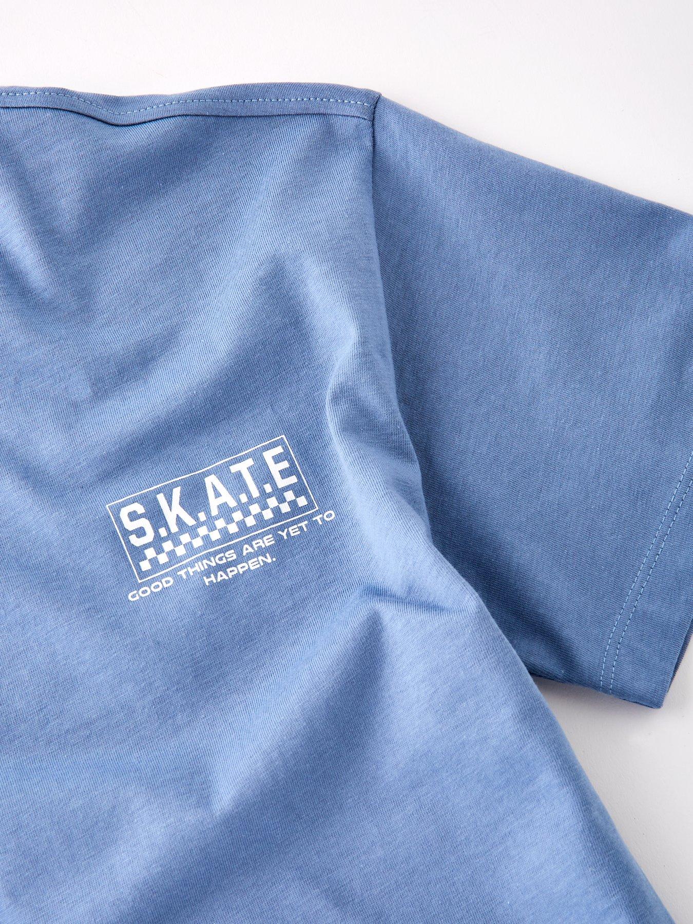  image of v-by-very-boys-short-sleeve-skate-graphic-t-shirt-blue