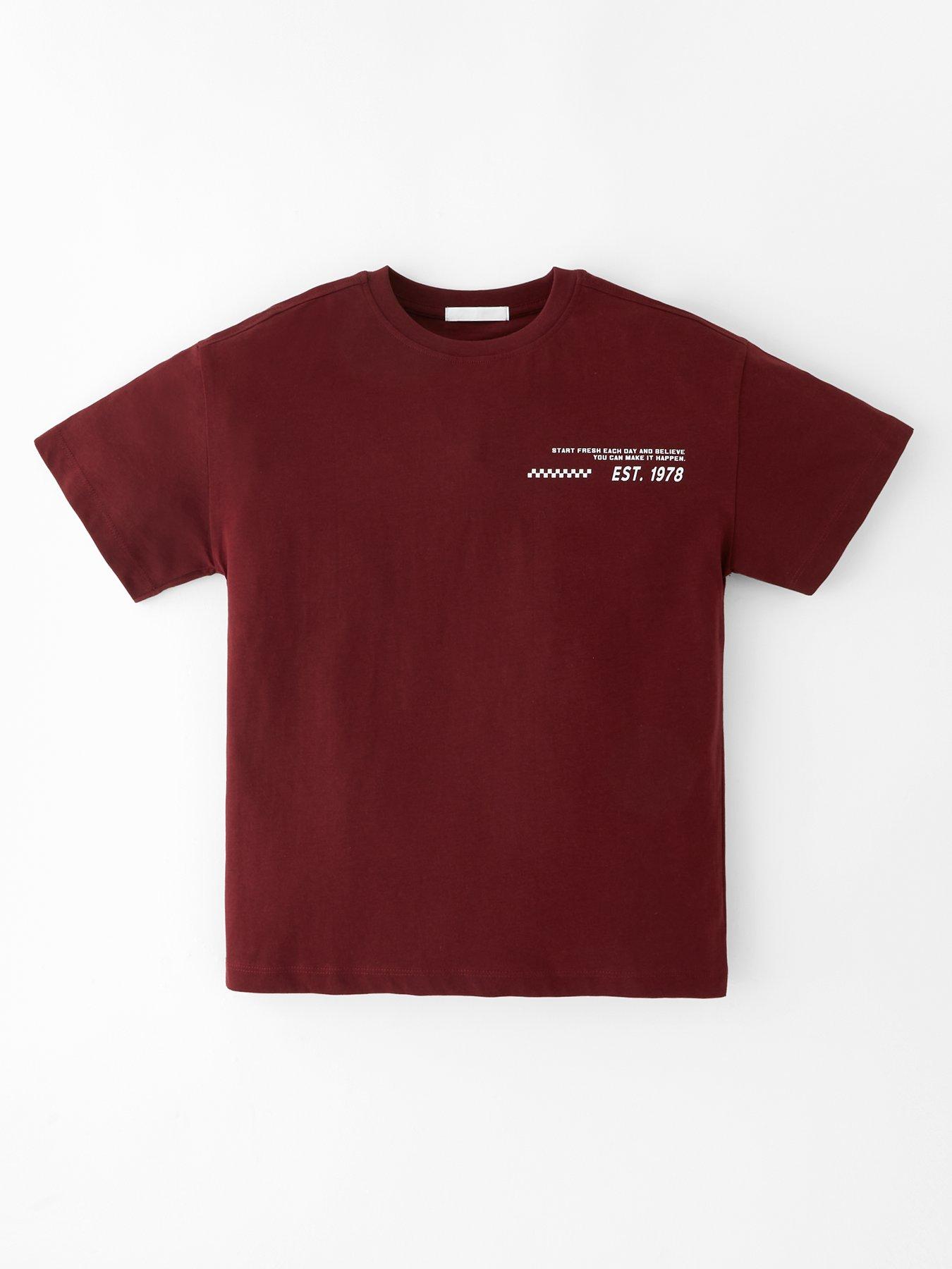Image 1 of 4 of V by Very Boys Short Sleeve Pocket Detail T-Shirt - Dark Burgundy