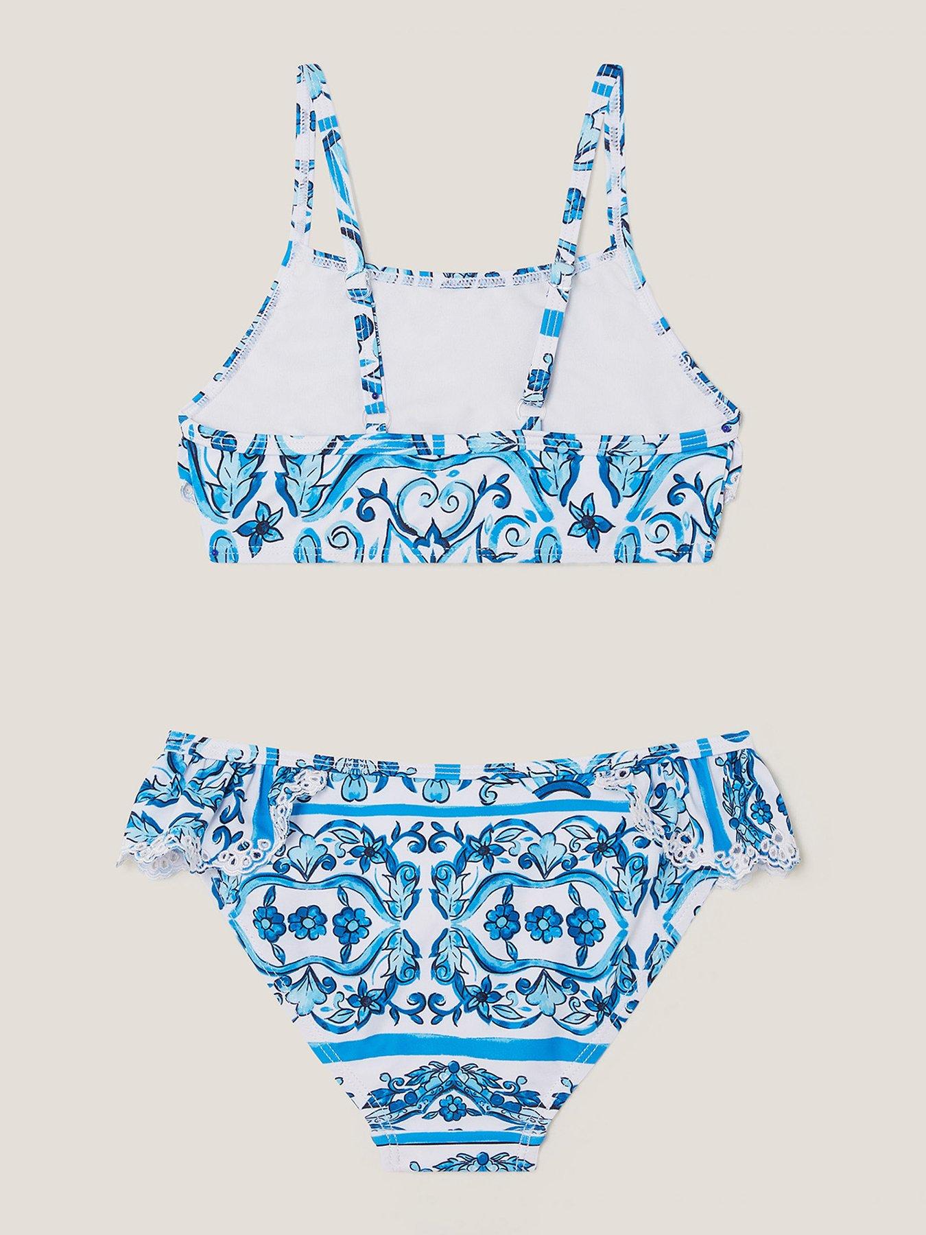  image of monsoon-girls-calista-print-ruffle-bikini-blue