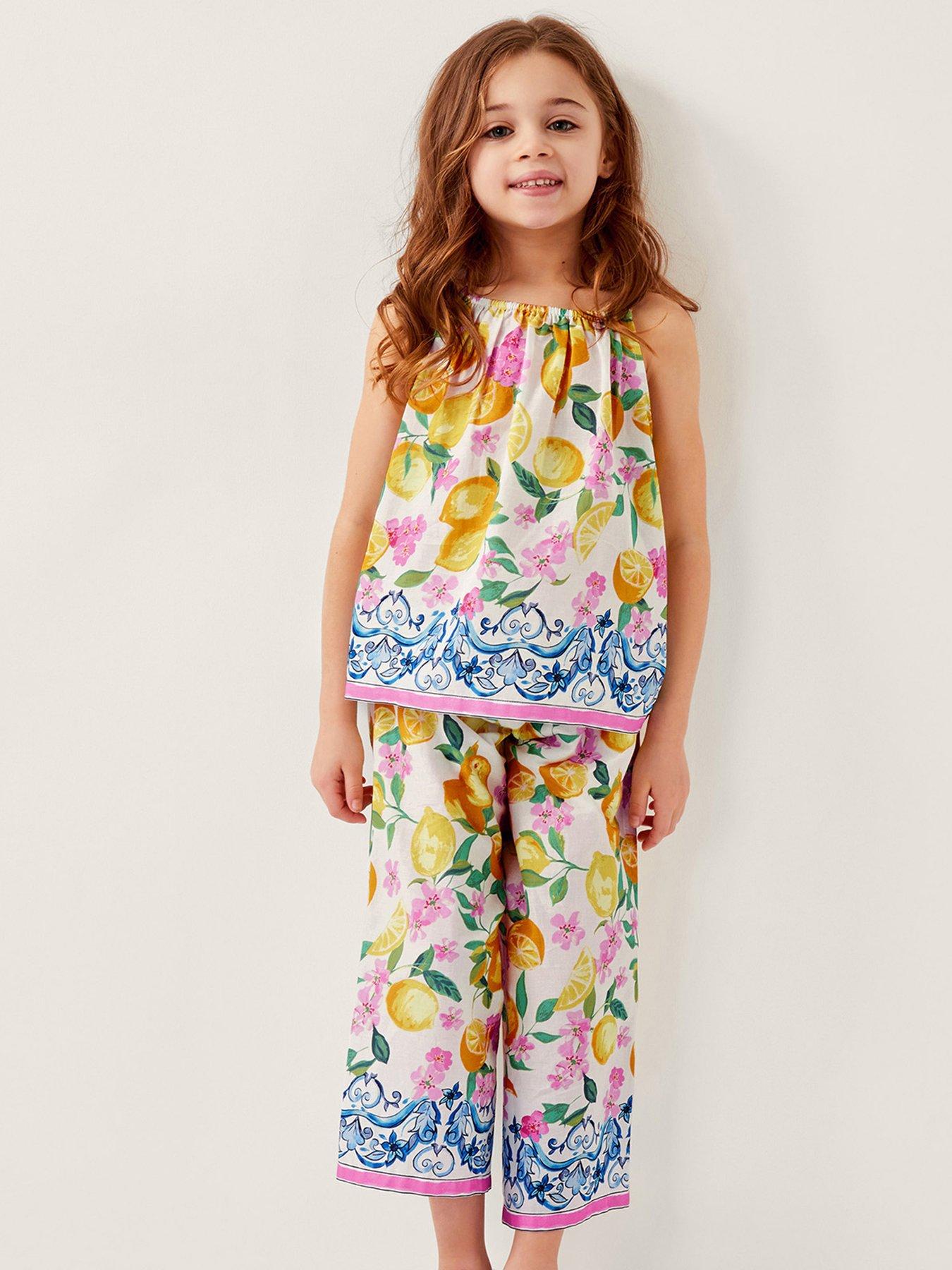 undefined Girls Lemon Print Cami Top And Trousers Set - Light Yellow