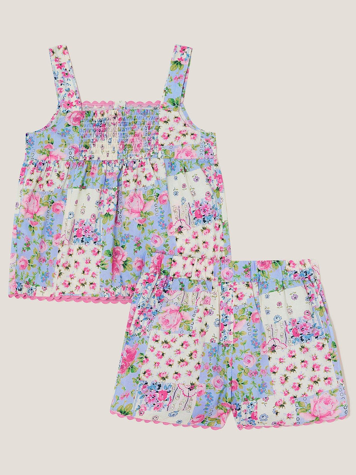  image of monsoon-girls-patchwork-print-woven-pyjamas-multi
