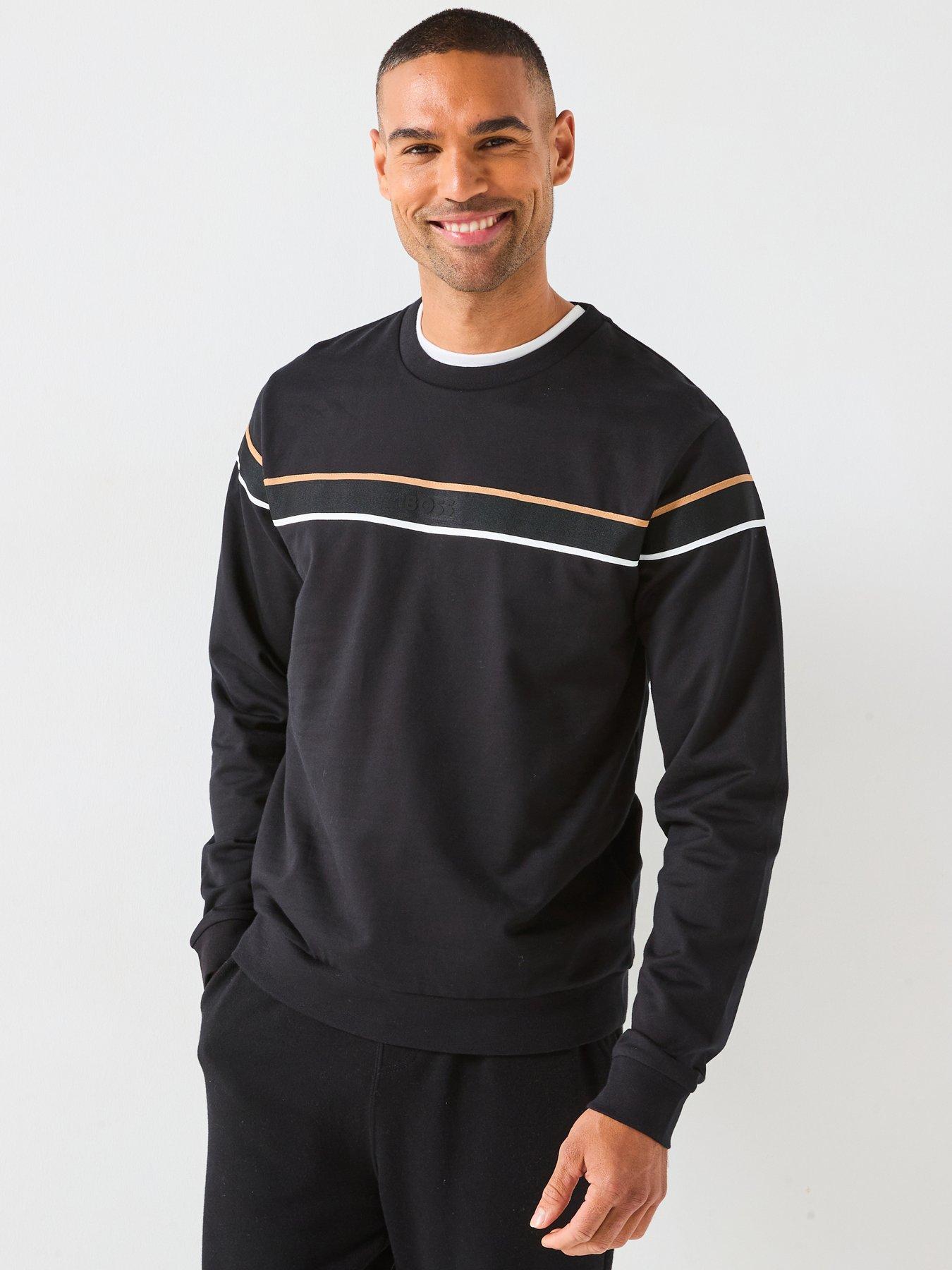Image 1 of 6 of BOSS Iconic Chest Tape Loungewear Sweat - Black