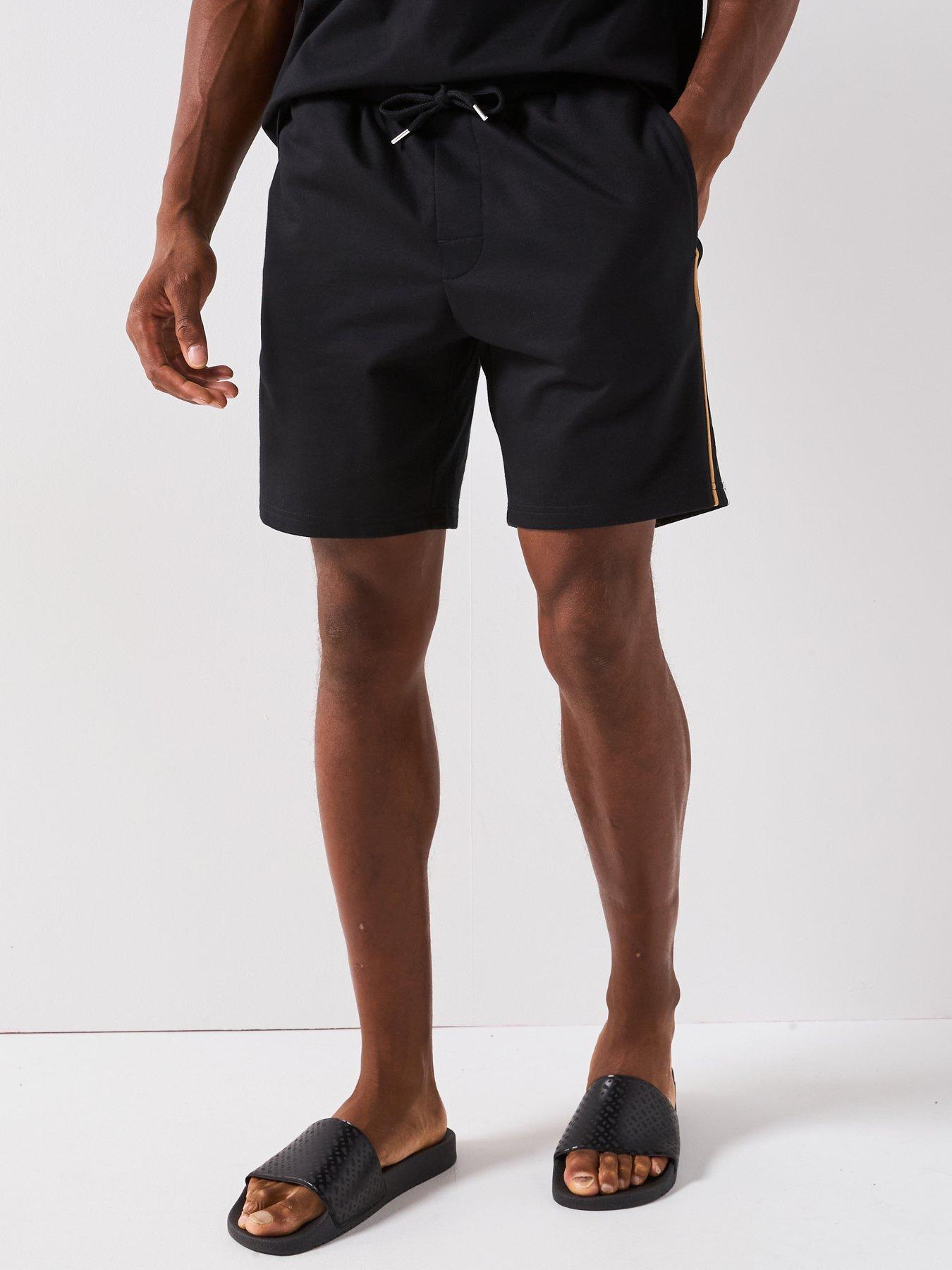 Image 1 of 6 of BOSS Iconic Taped Loungewear Shorts - Black
