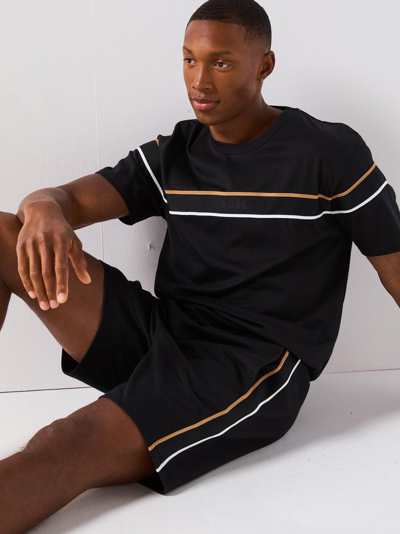 Image 6 of 6 of BOSS Iconic Taped Loungewear Shorts - Black