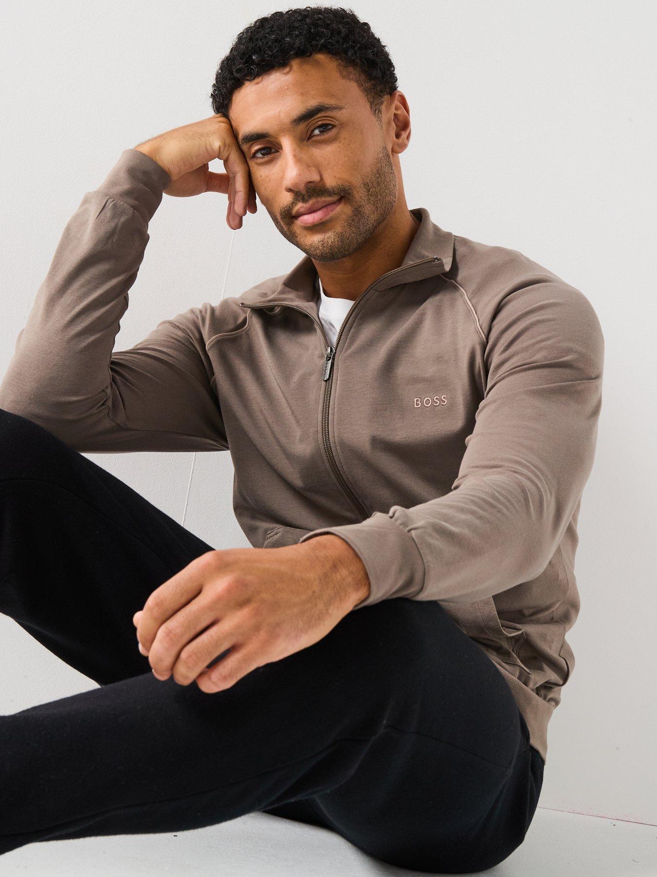 Image 6 of 6 of BOSS Mix &amp; Match Loungewear Track Top - Brown