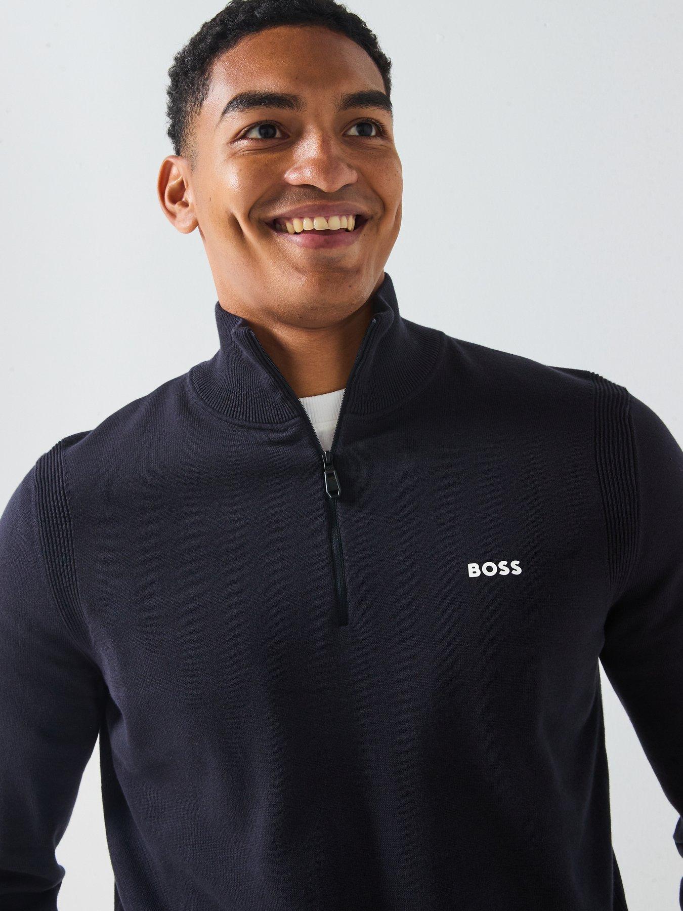 Image 5 of 5 of BOSS Mens Golf Mid Layer Top - Navy