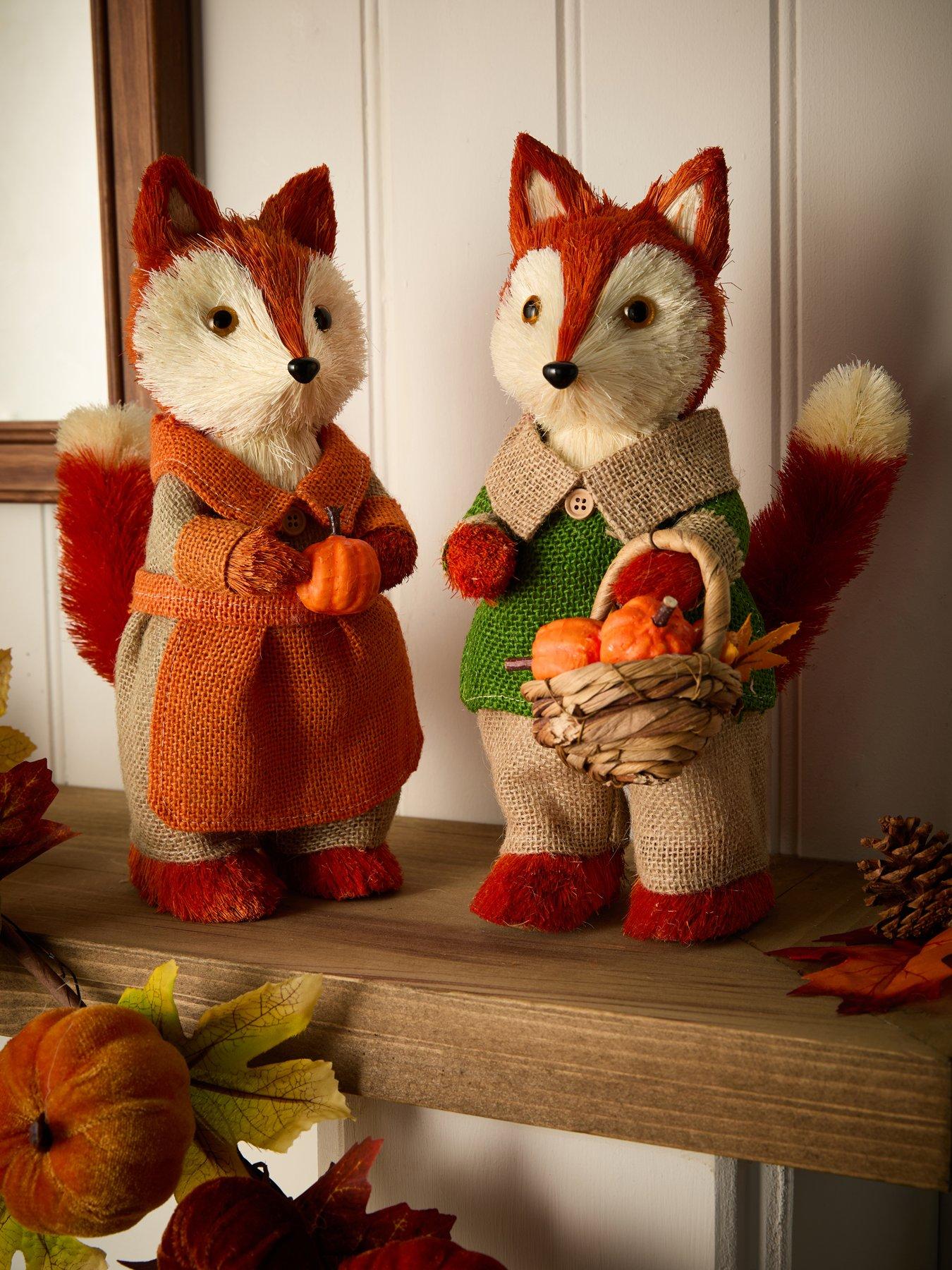 undefined Set of 2 Harvest Fox Autumn Decorations