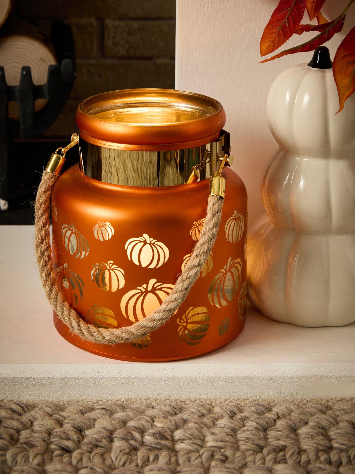 Image 1 of 6 of Smart Autumn Pumpkin Glass Lantern Halloween Decoration