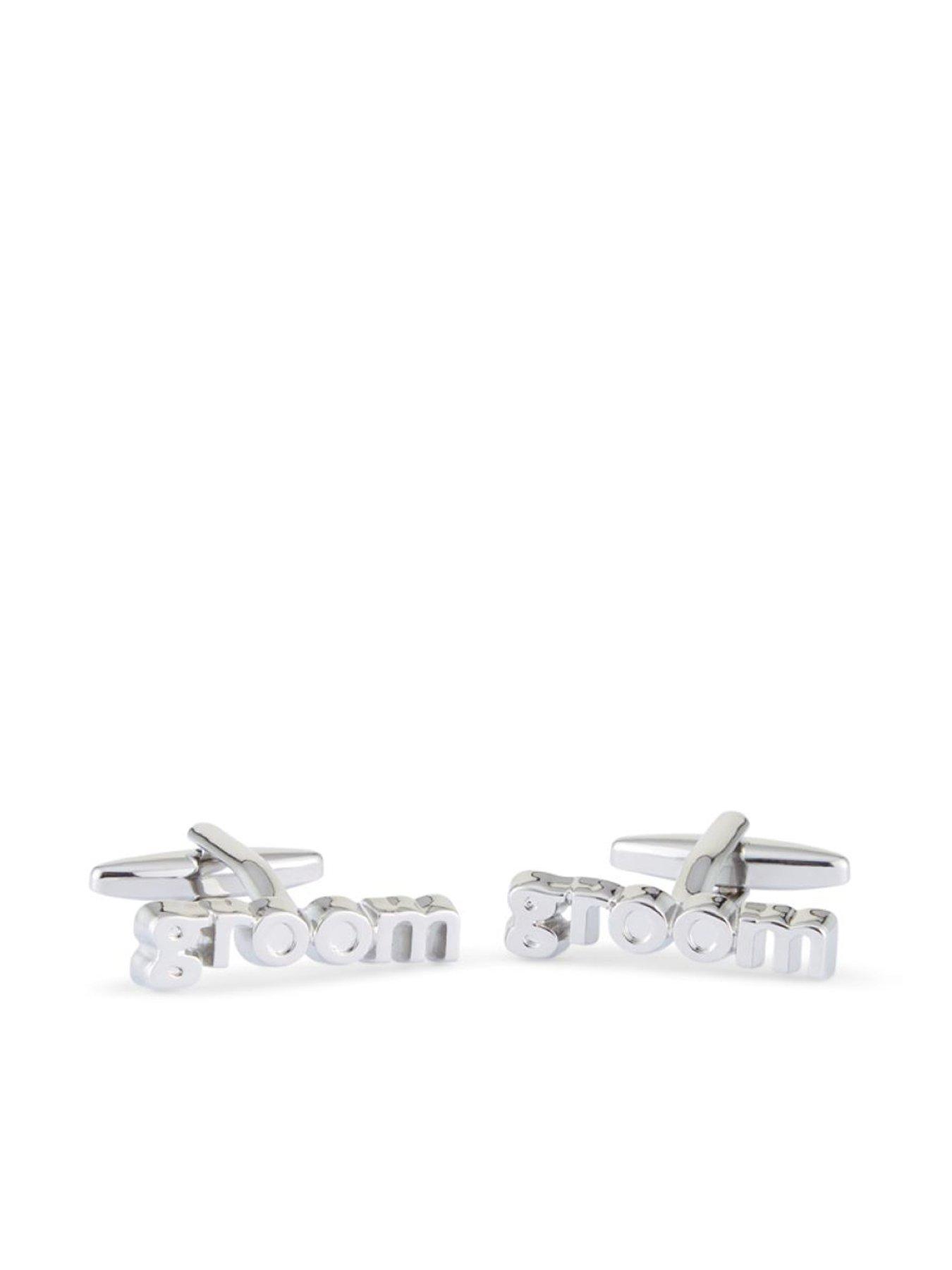 undefined "Groom" Cuff Links - Silver