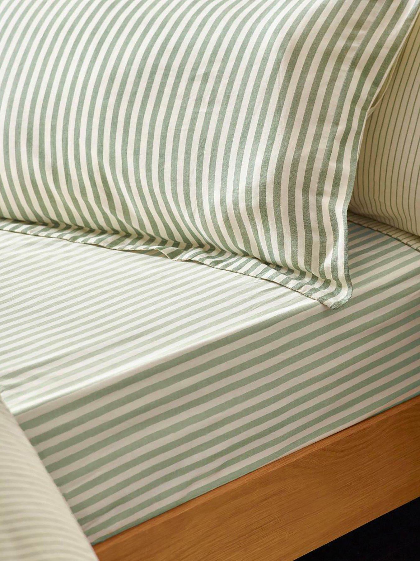 Image 1 of 2 of Yard Hebden Stripe 100% Cotton Fitted Sheets or Pillowcases - Forest