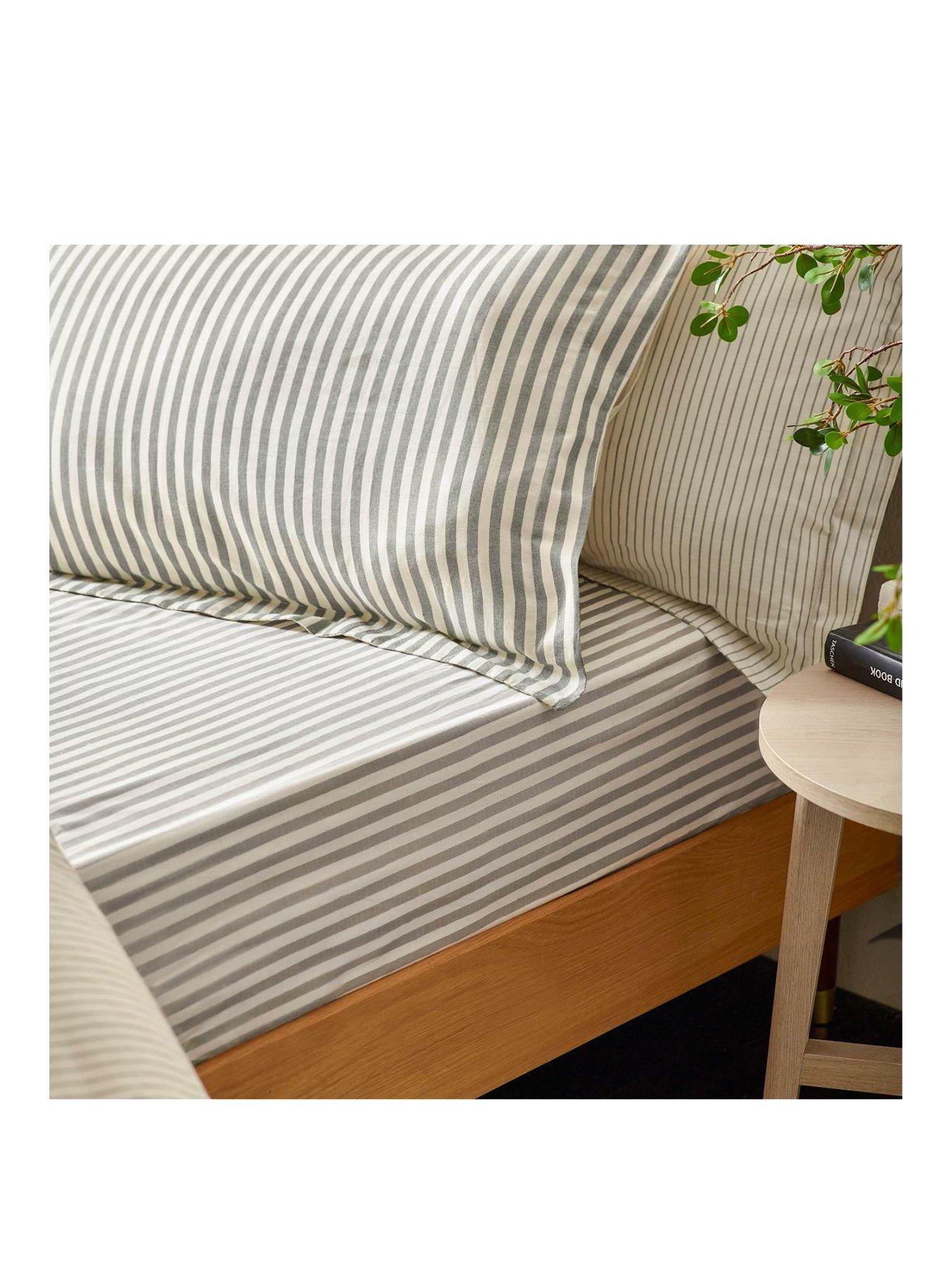 Image 2 of 2 of Yard Hebden Stripe 100% Cotton Fitted Sheets or Pillowcases - Grey