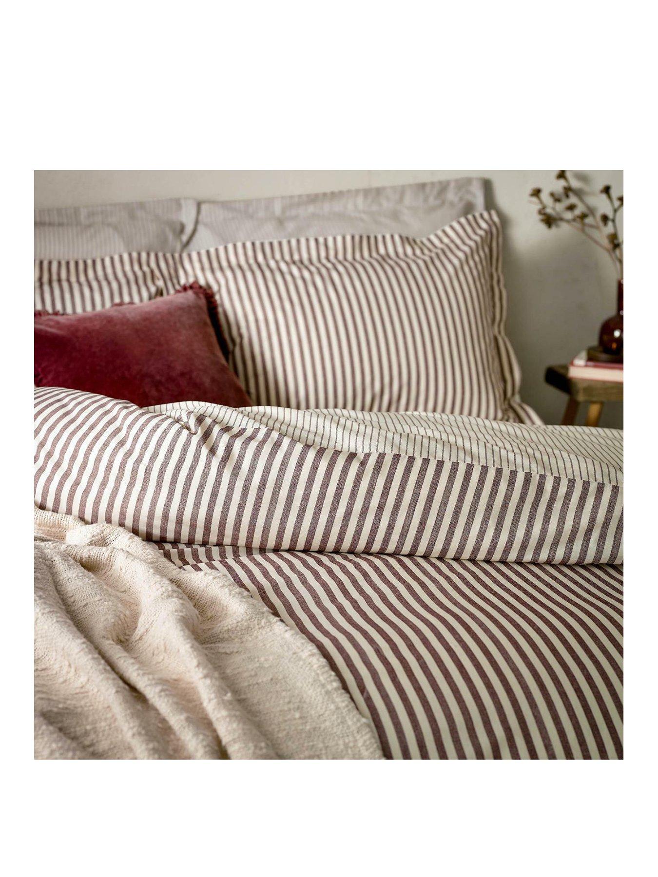  image of yard-hebden-stripe-100-cotton-duvet-set-beetroot