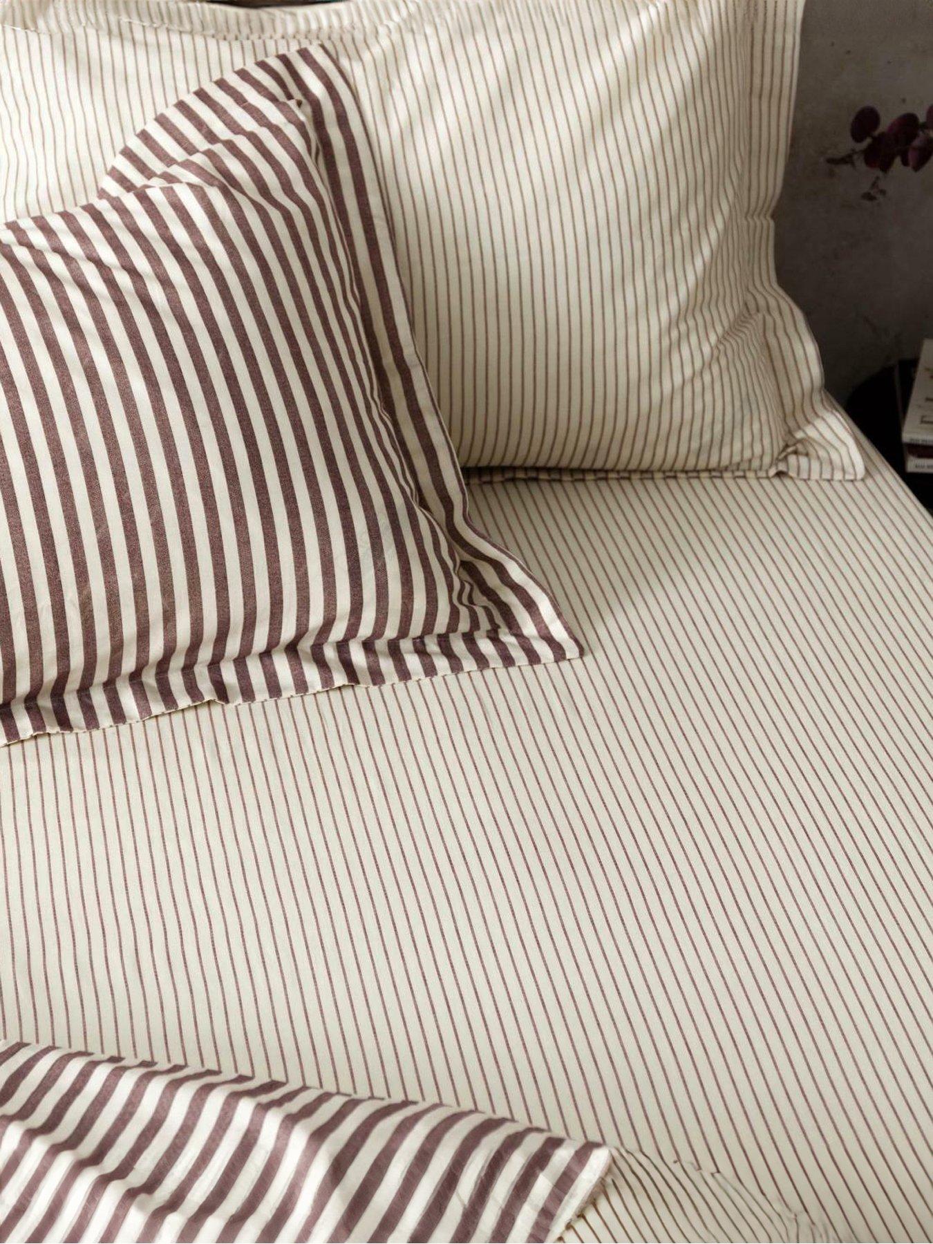 front image of yard-hebden-stripe-100-cotton-fitted-sheets-or-pillowcases-beetroot