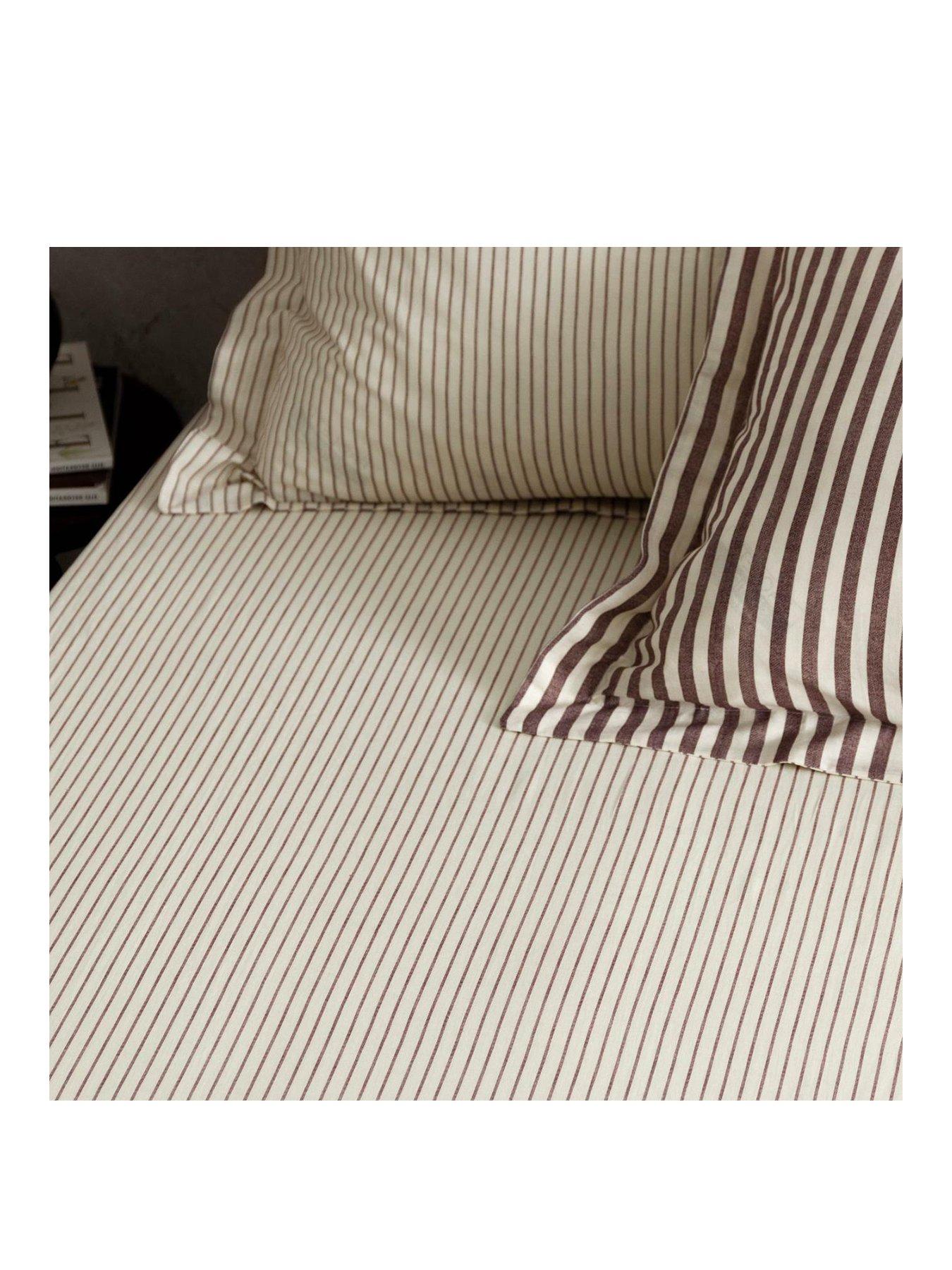 stillFront image of yard-hebden-stripe-100-cotton-fitted-sheets-or-pillowcases-beetroot