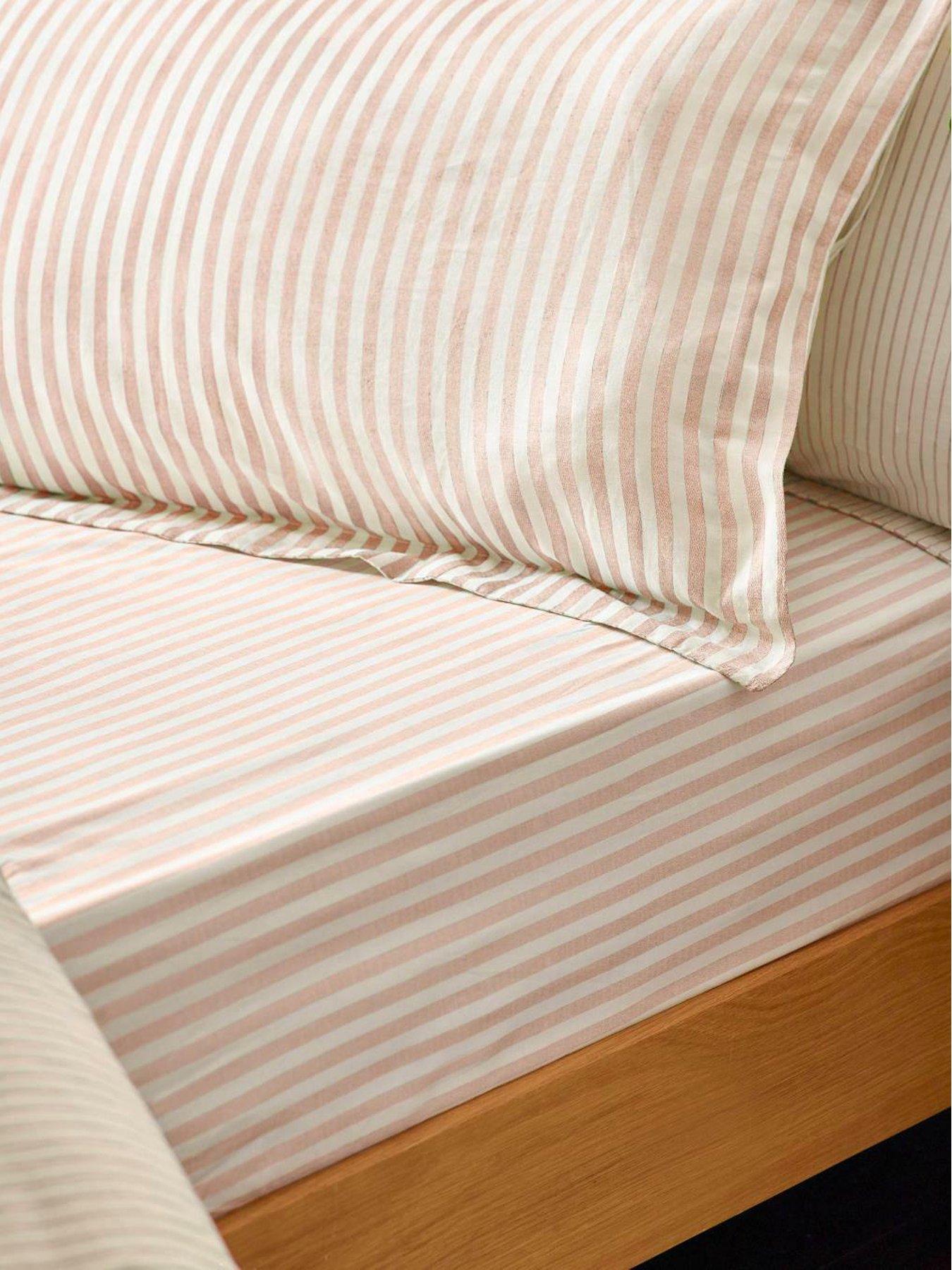 Yard Hebden Stripe 100% Cotton Fitted Sheets or Pillowcases - Blush
