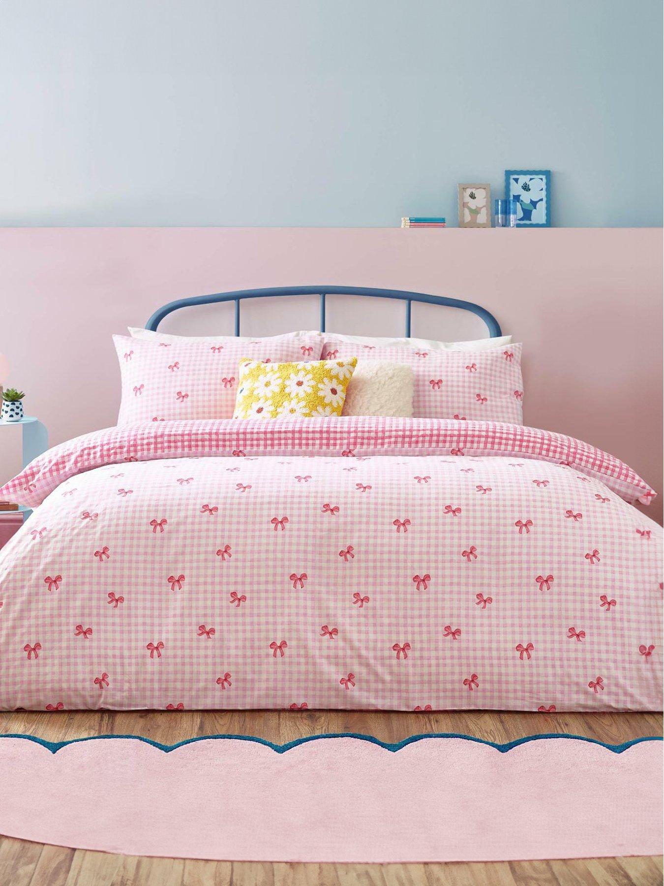heya-home-gingham-bows-duvet-cover-set-in-pink