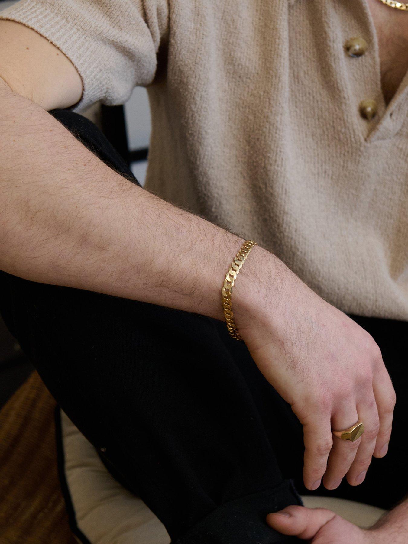 Image 2 of 4 of The Love Collection 9ct Yellow Gold Solid Curb Chain Bracelet (7mm) 8.25 inch