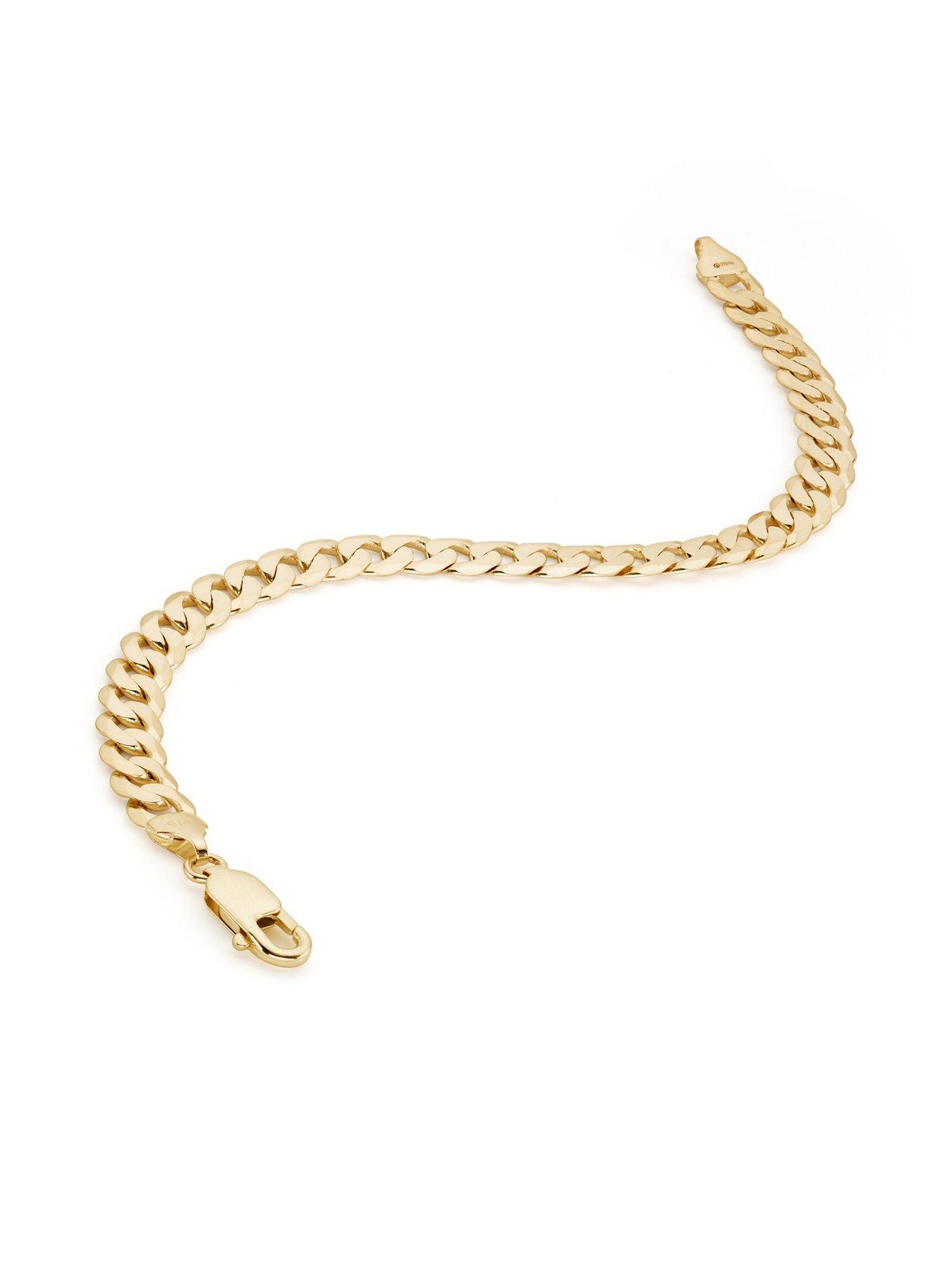 Image 3 of 4 of The Love Collection 9ct Yellow Gold Solid Curb Chain Bracelet (7mm) 8.25 inch