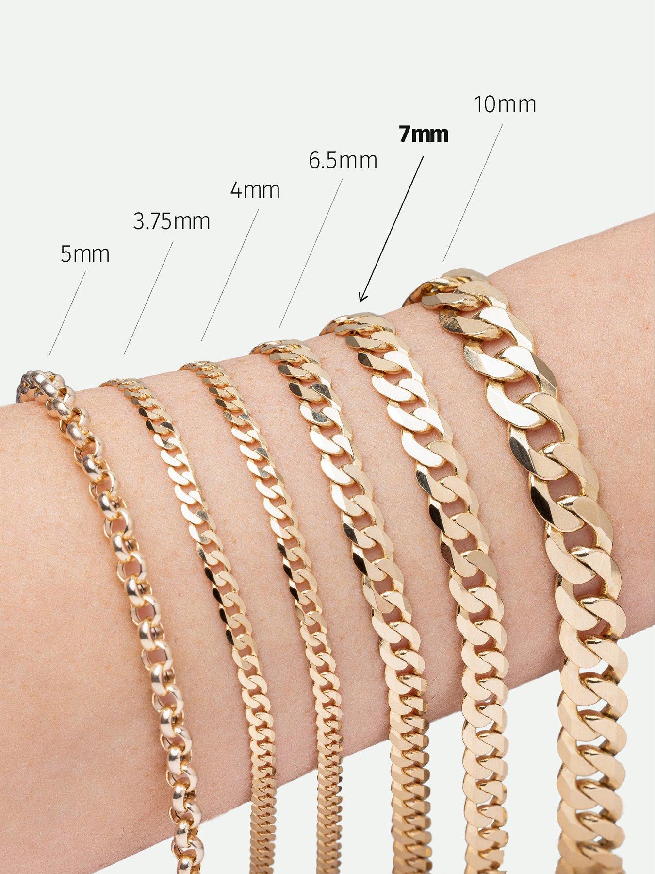 Image 4 of 4 of The Love Collection 9ct Yellow Gold Solid Curb Chain Bracelet (7mm) 8.25 inch