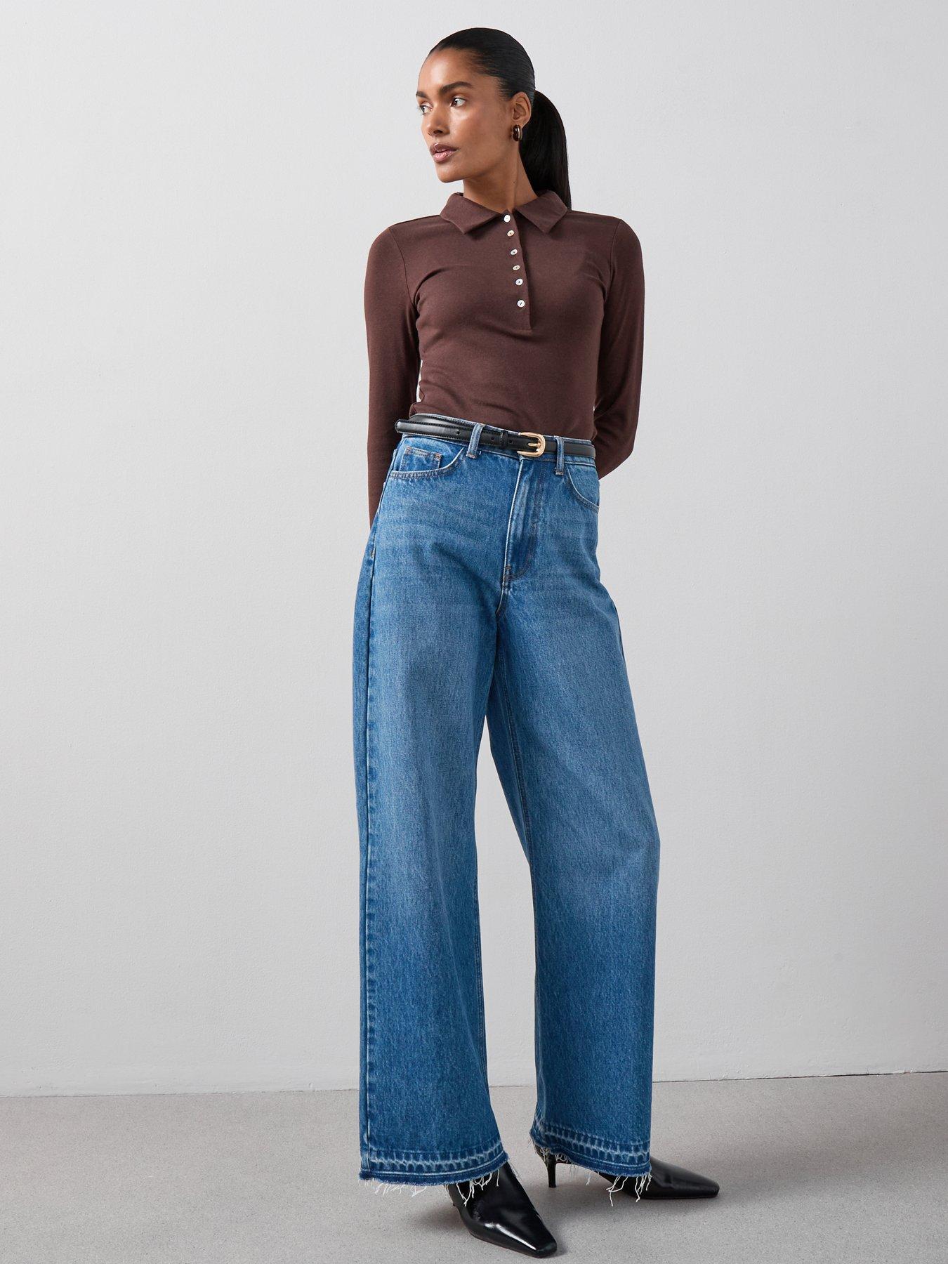 Image 3 of 6 of The Very Collection Long Sleeve Button Collar Top - Brown