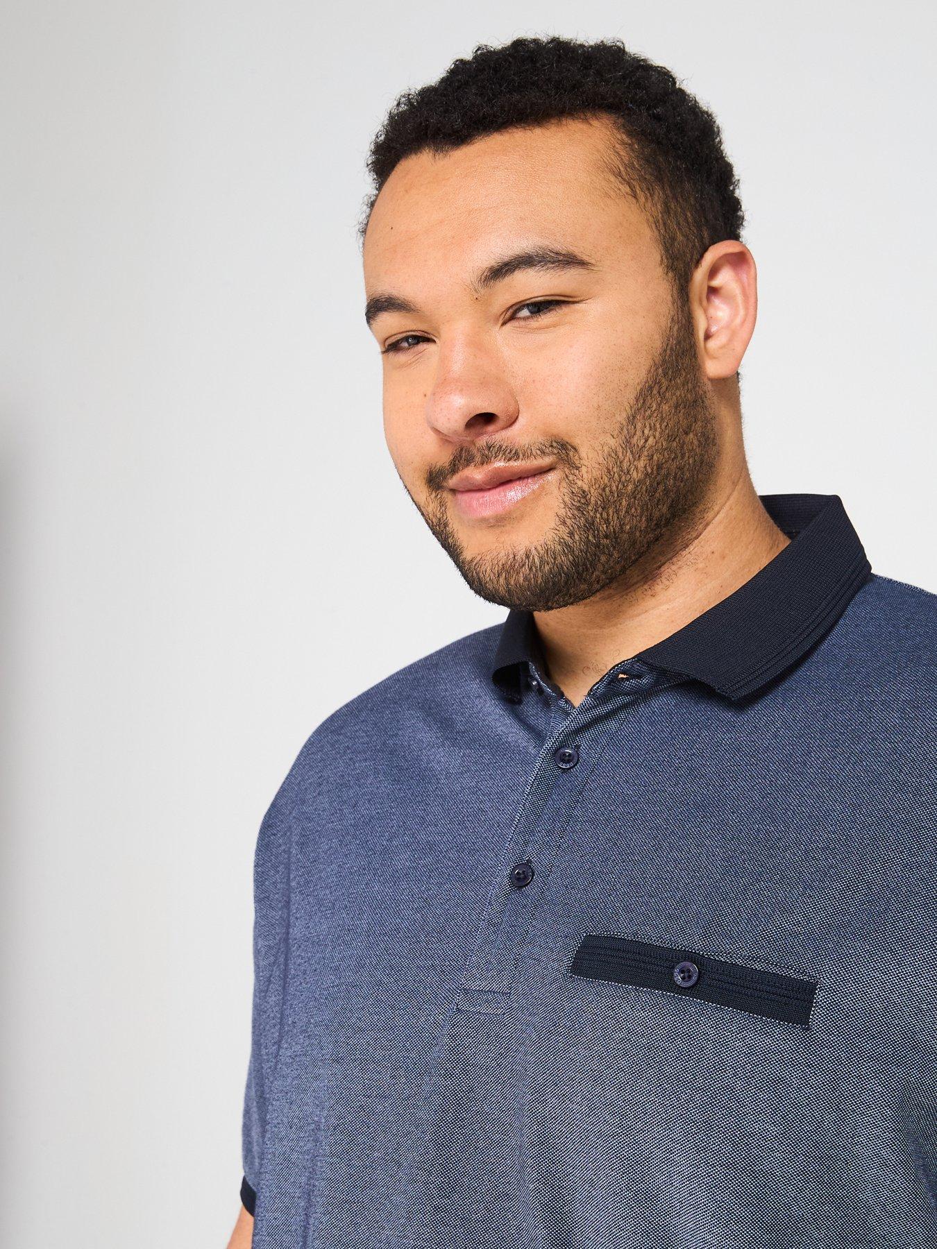 image of d555-pique-polo-shirt-with-contrast-collar-colour-grey
