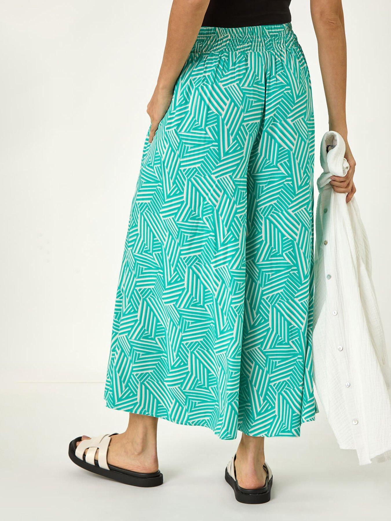 Image 2 of 5 of Roman Geometric Print Cullotte Trousers - Mint