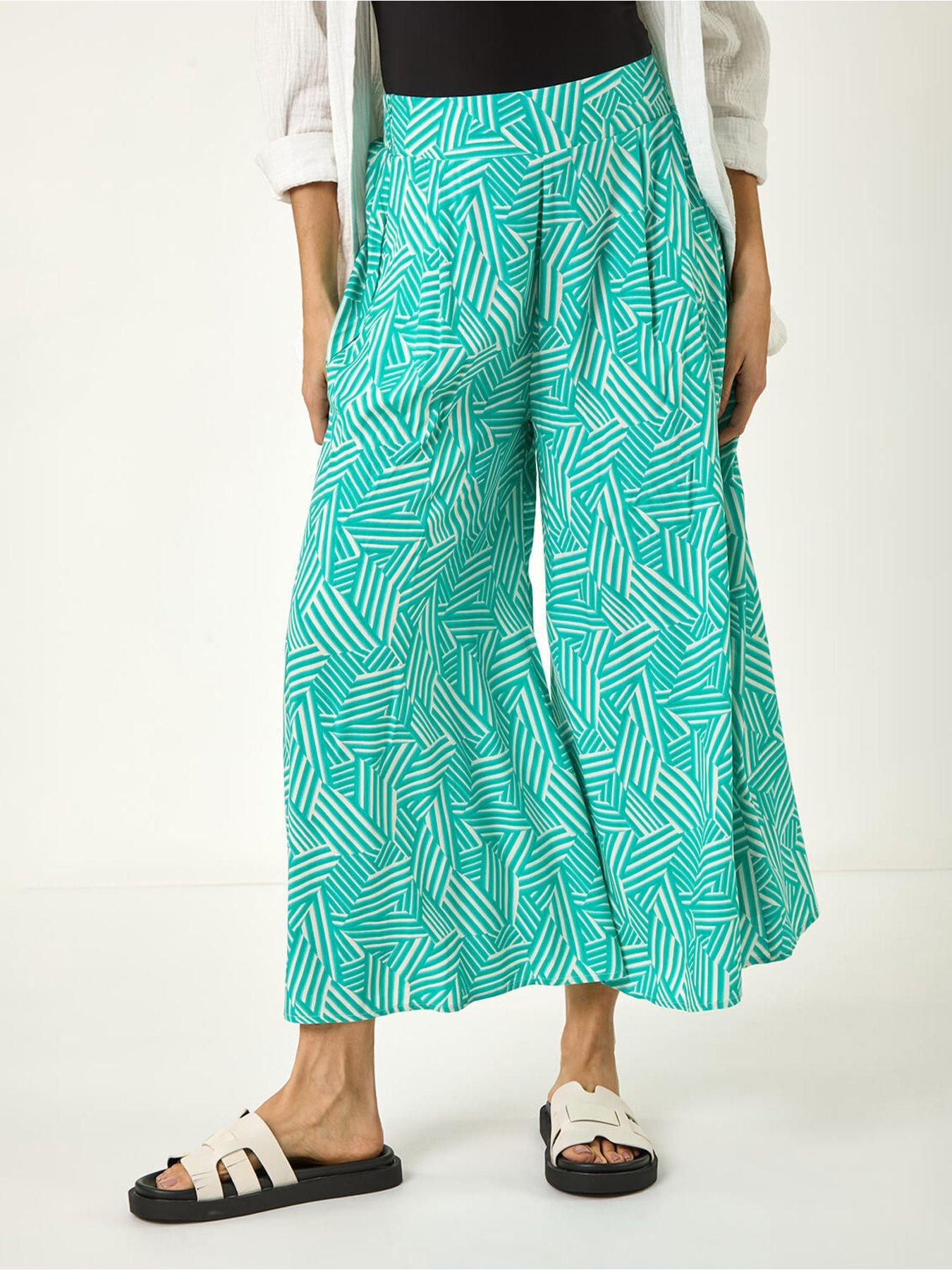 Image 4 of 5 of Roman Geometric Print Cullotte Trousers - Mint
