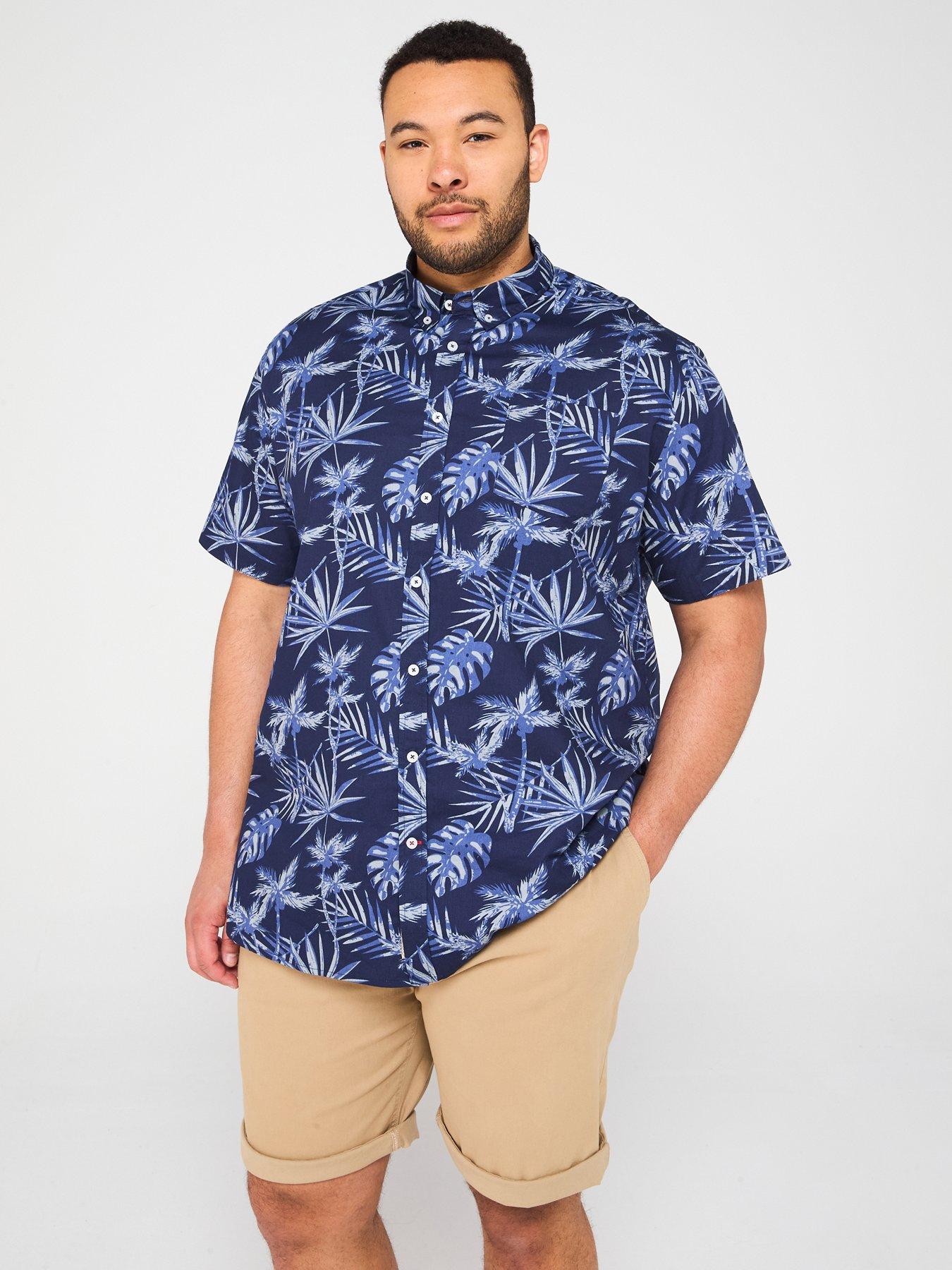 d555-hawaiian-print-short-sleeve-shirt-navy