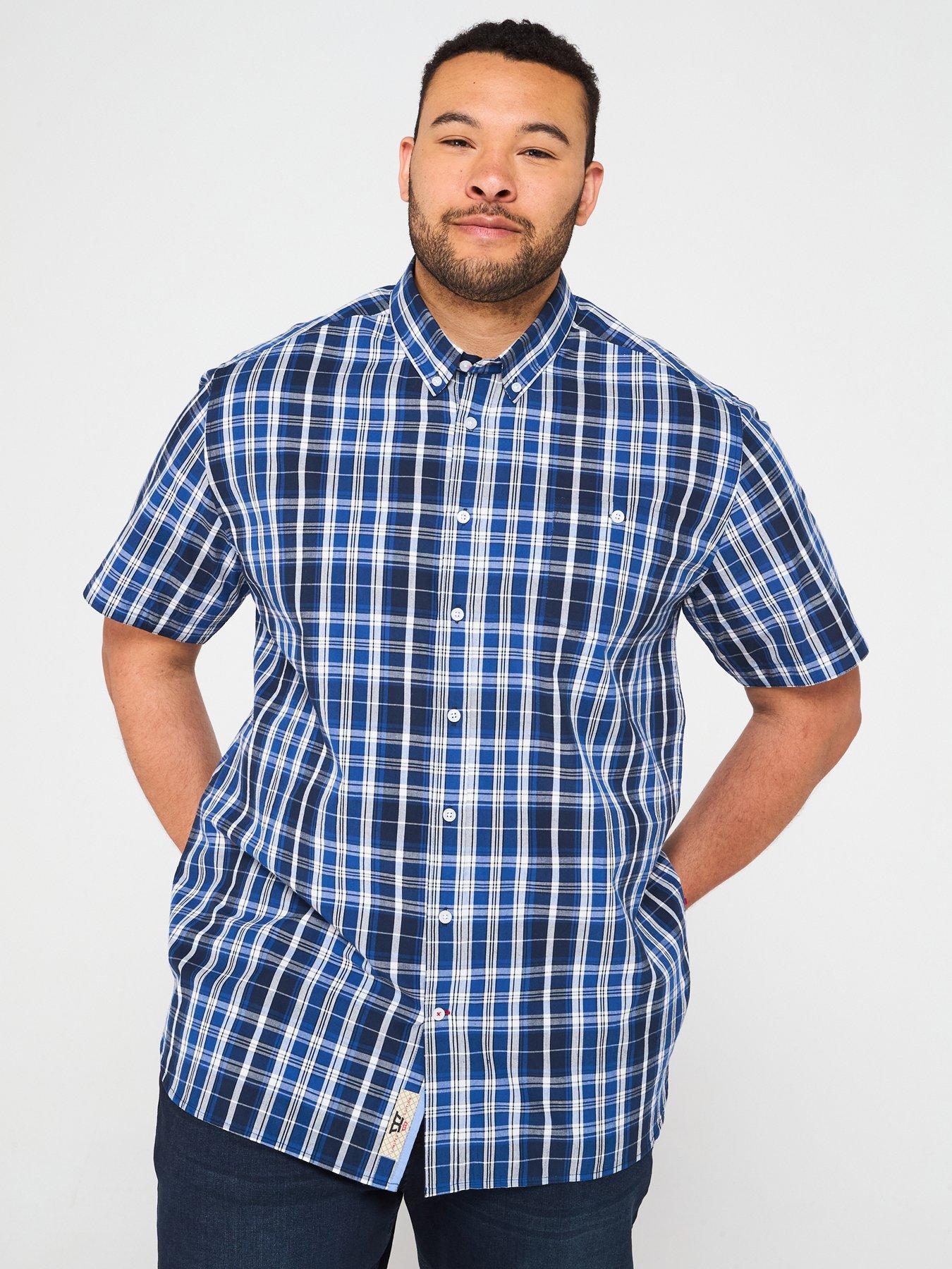  image of d555-check-button-down-collar-short-sleeve-shirt