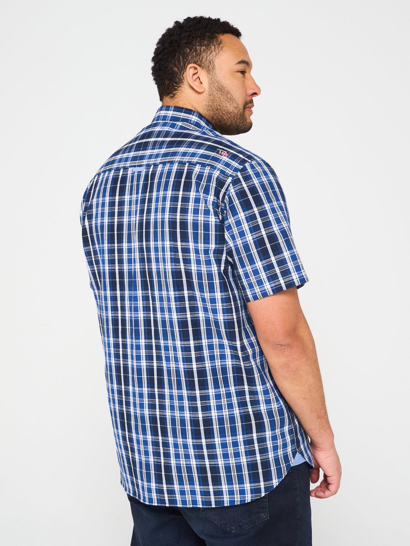  image of d555-check-button-down-collar-short-sleeve-shirt