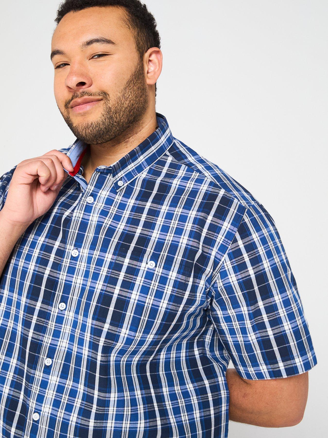  image of d555-check-button-down-collar-short-sleeve-shirt