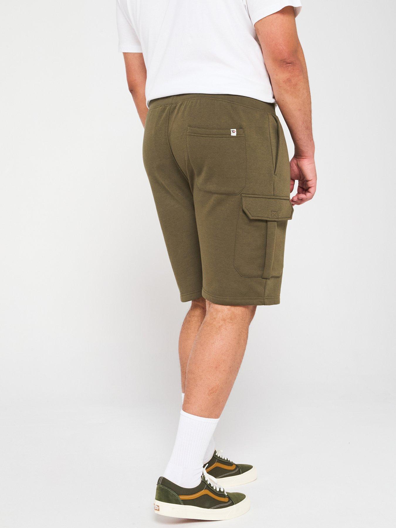  image of d555-elasticated-waist-embroidery-detail-fleece-cargo-shorts
