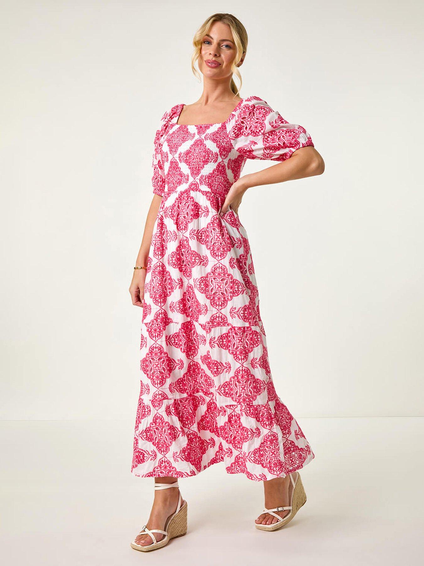 undefined Petite Embroidered Maxi Dress - Coral