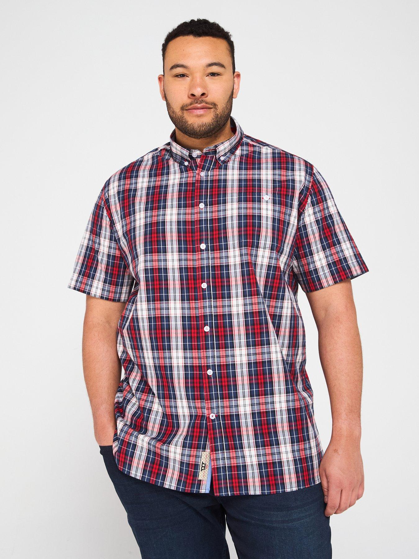  image of d555-check-button-down-collar-short-sleeve-shirt
