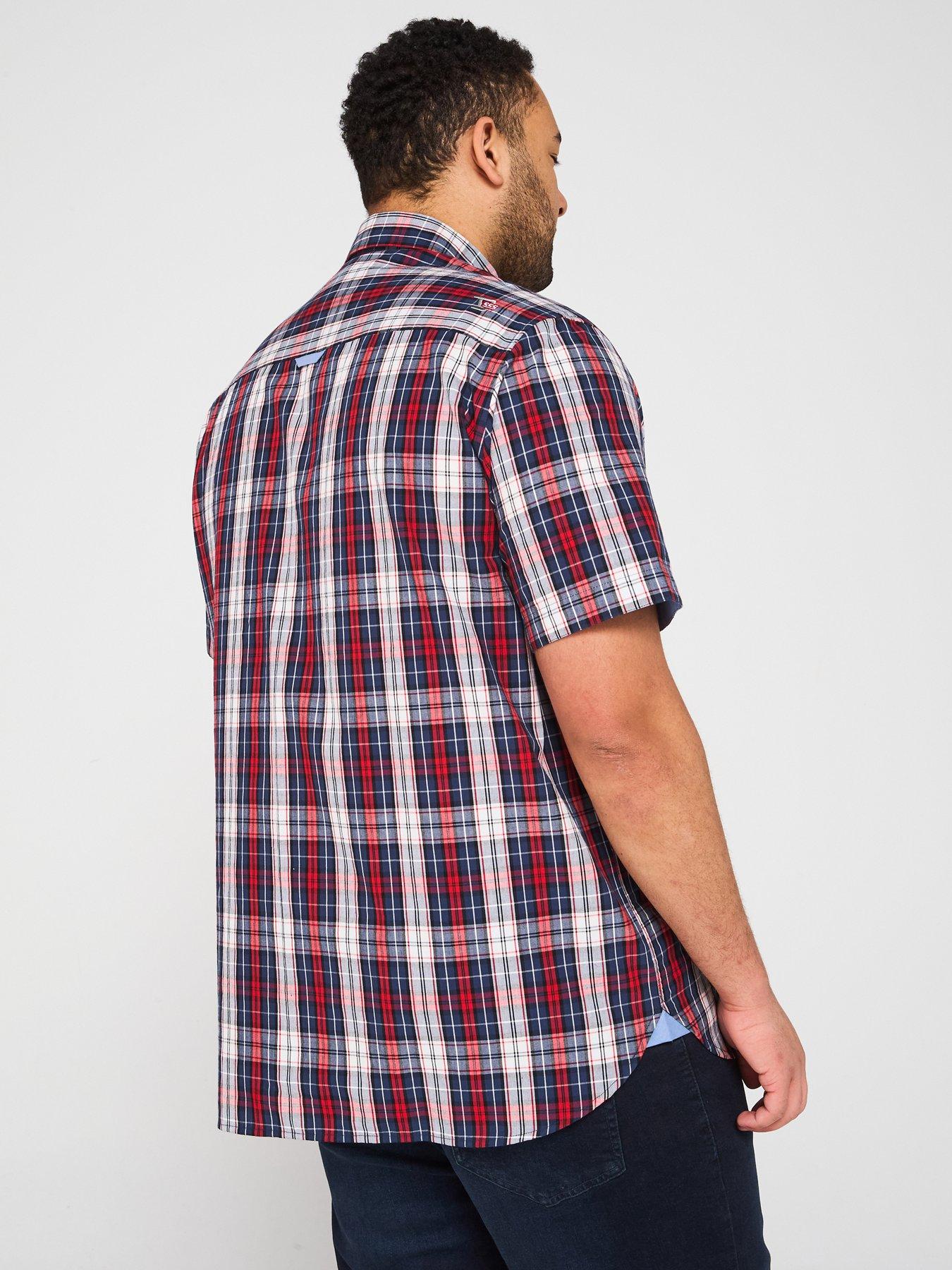  image of d555-check-button-down-collar-short-sleeve-shirt